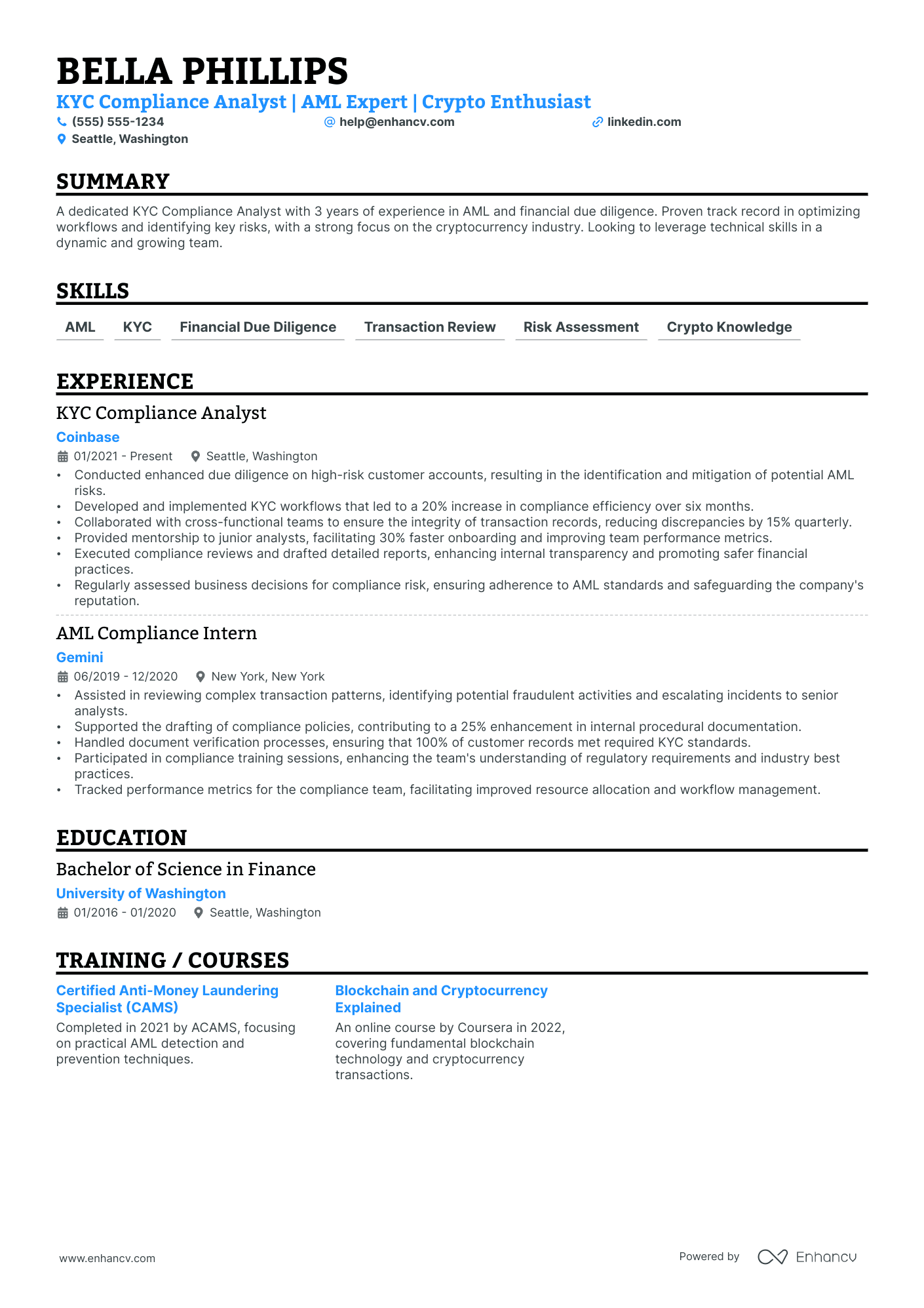 KYC Analyst Team Lead resume example