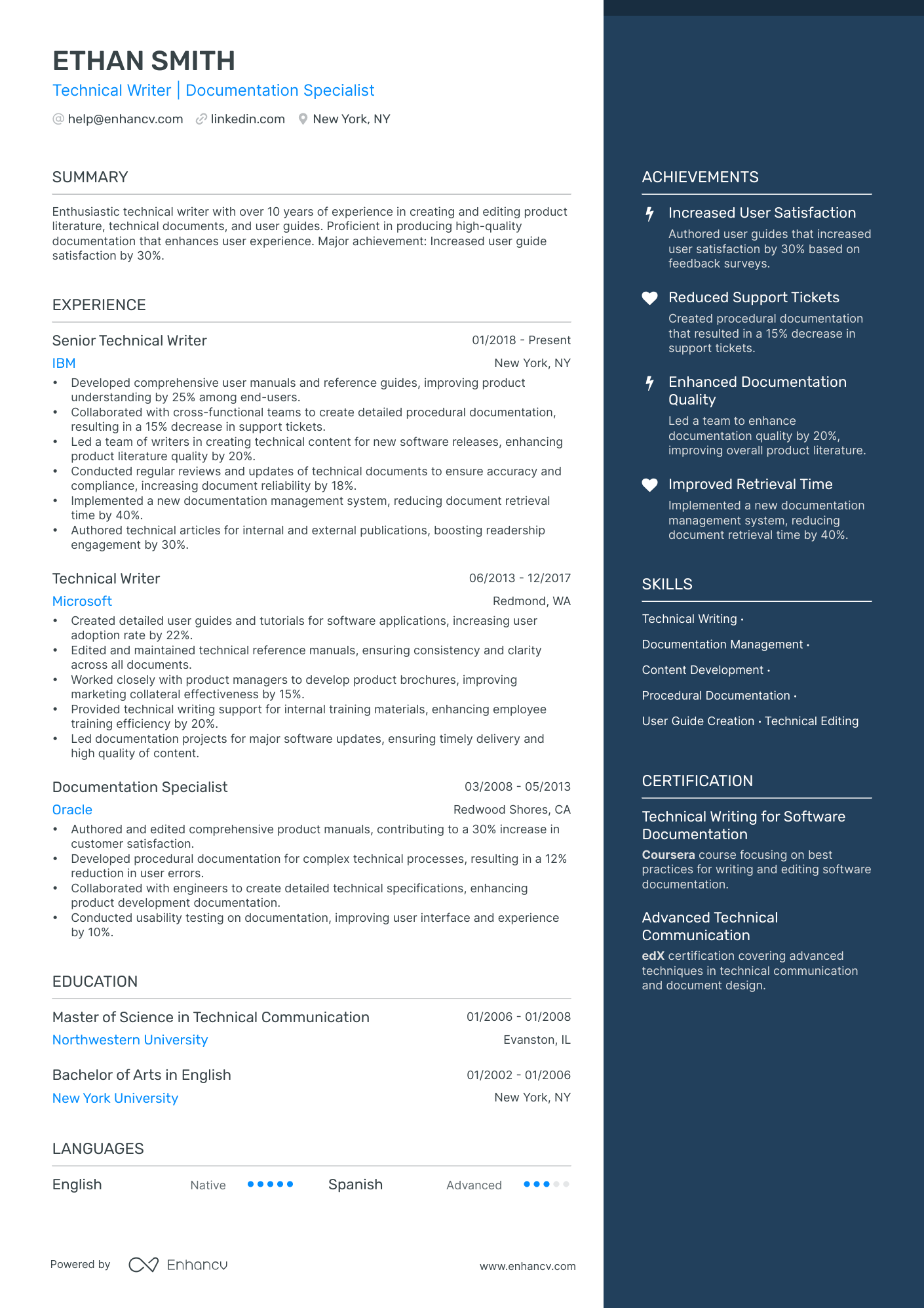 Technical Writer resume example