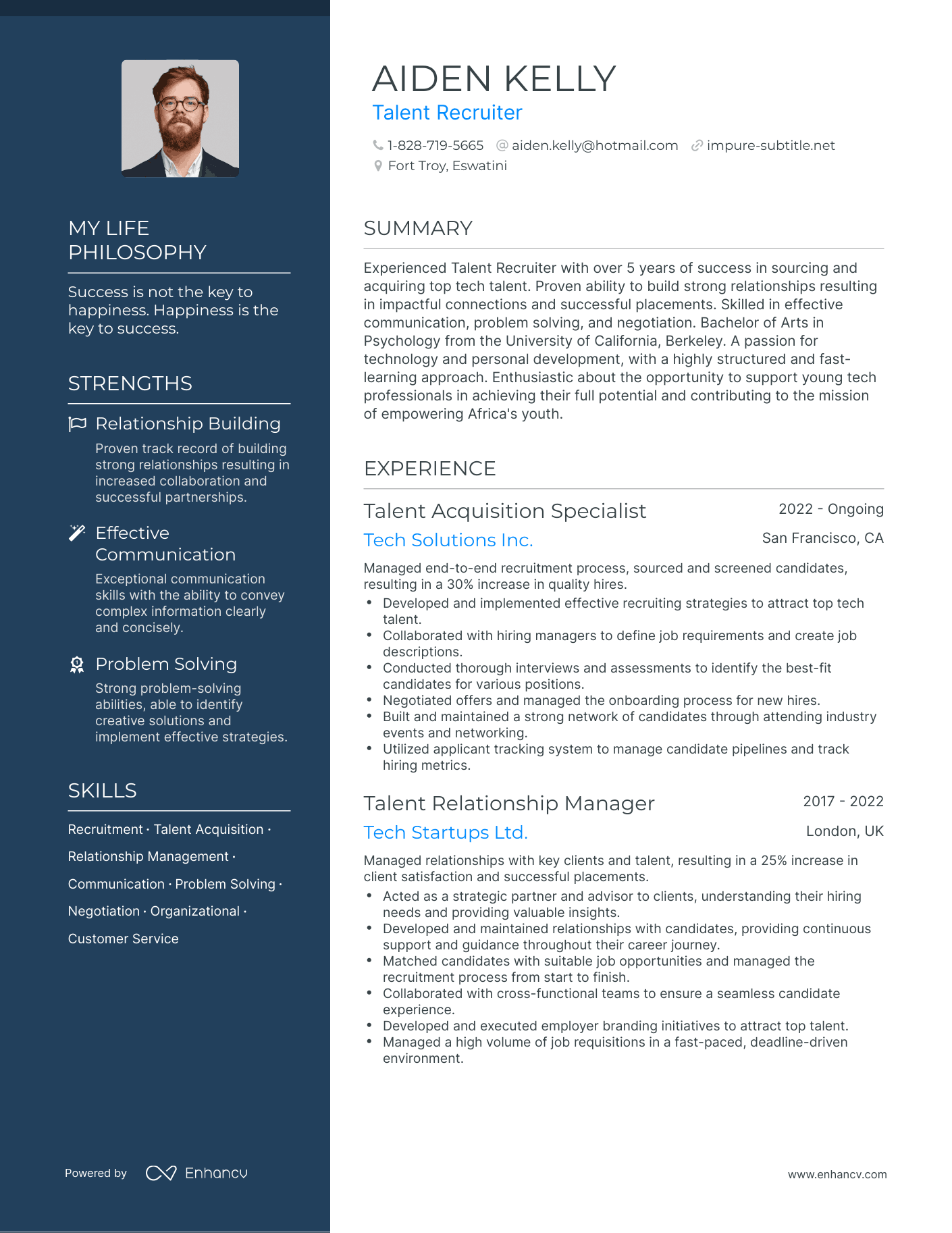 Talent Recruiter resume example