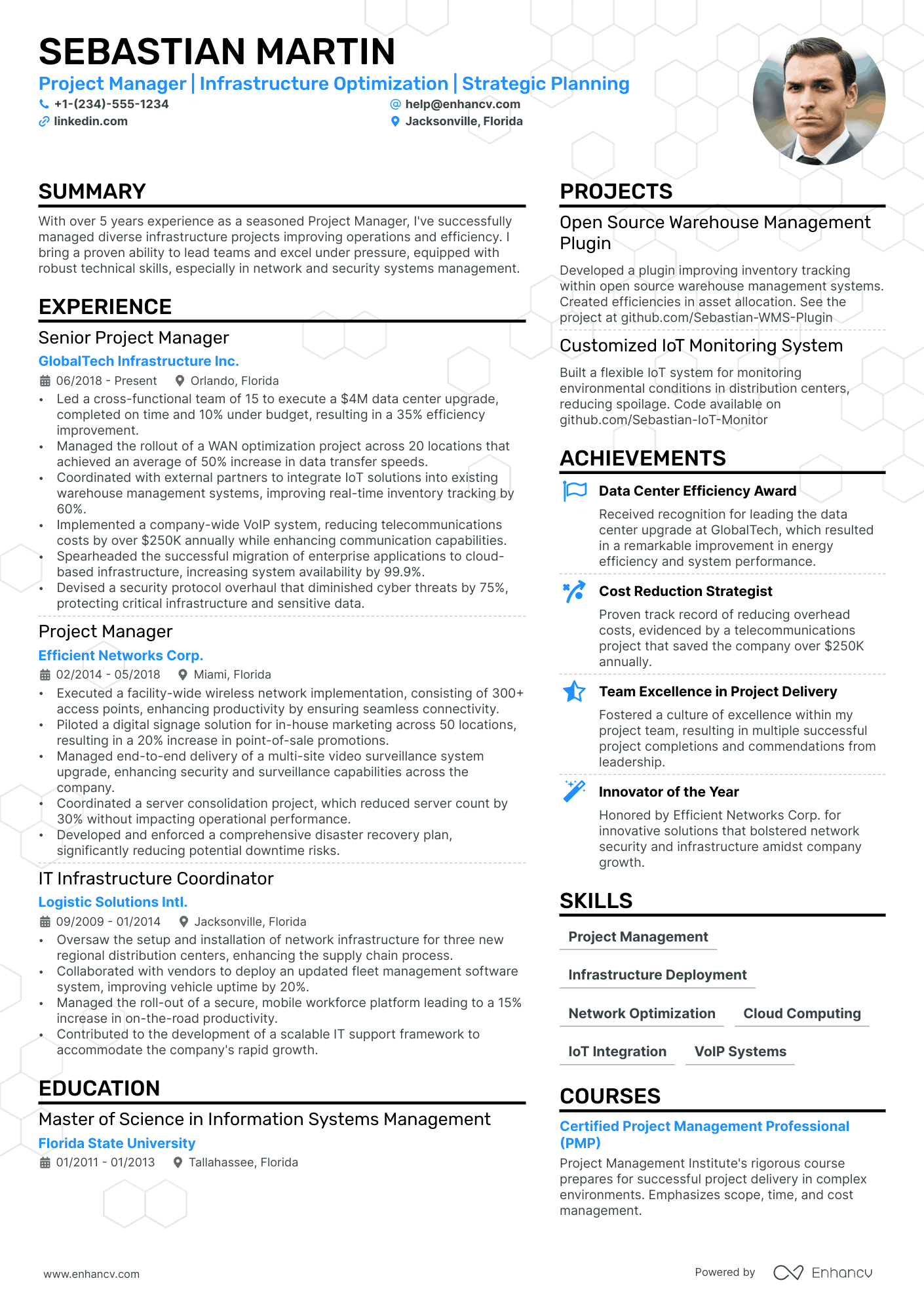 IT Infrastructure Project Manager resume example