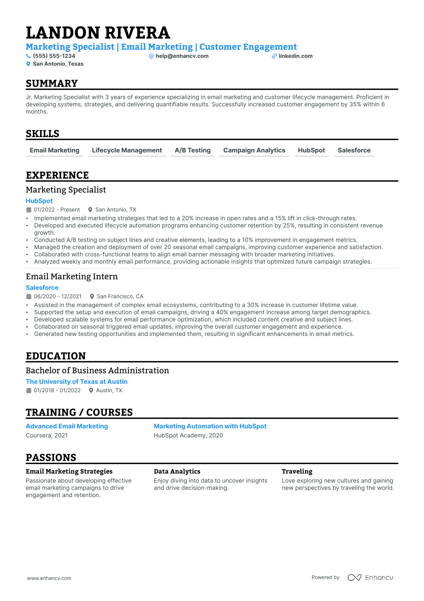 Senior Email Marketing Manager resume example