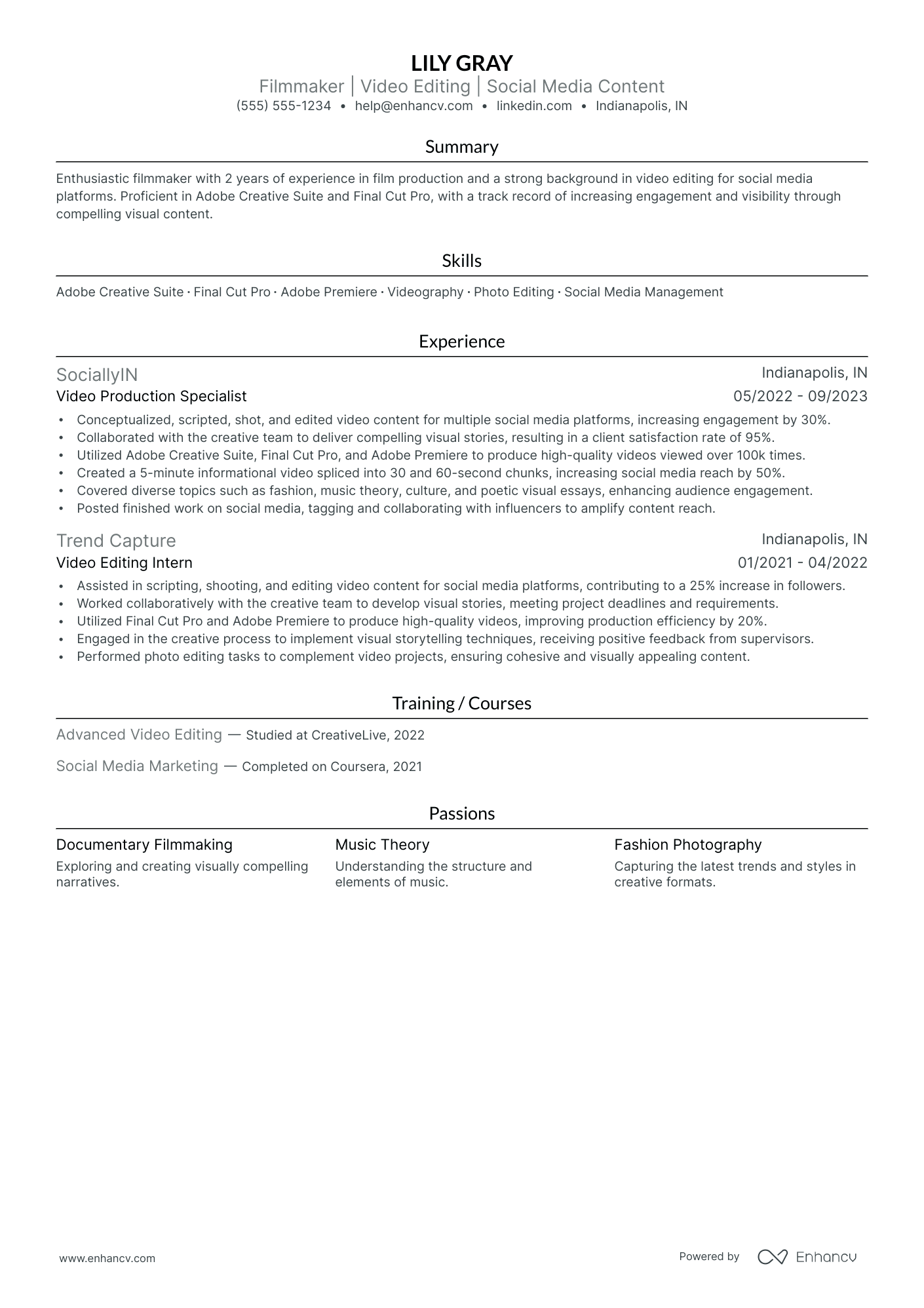 Documentary Filmmaker Resume Example Resume Example