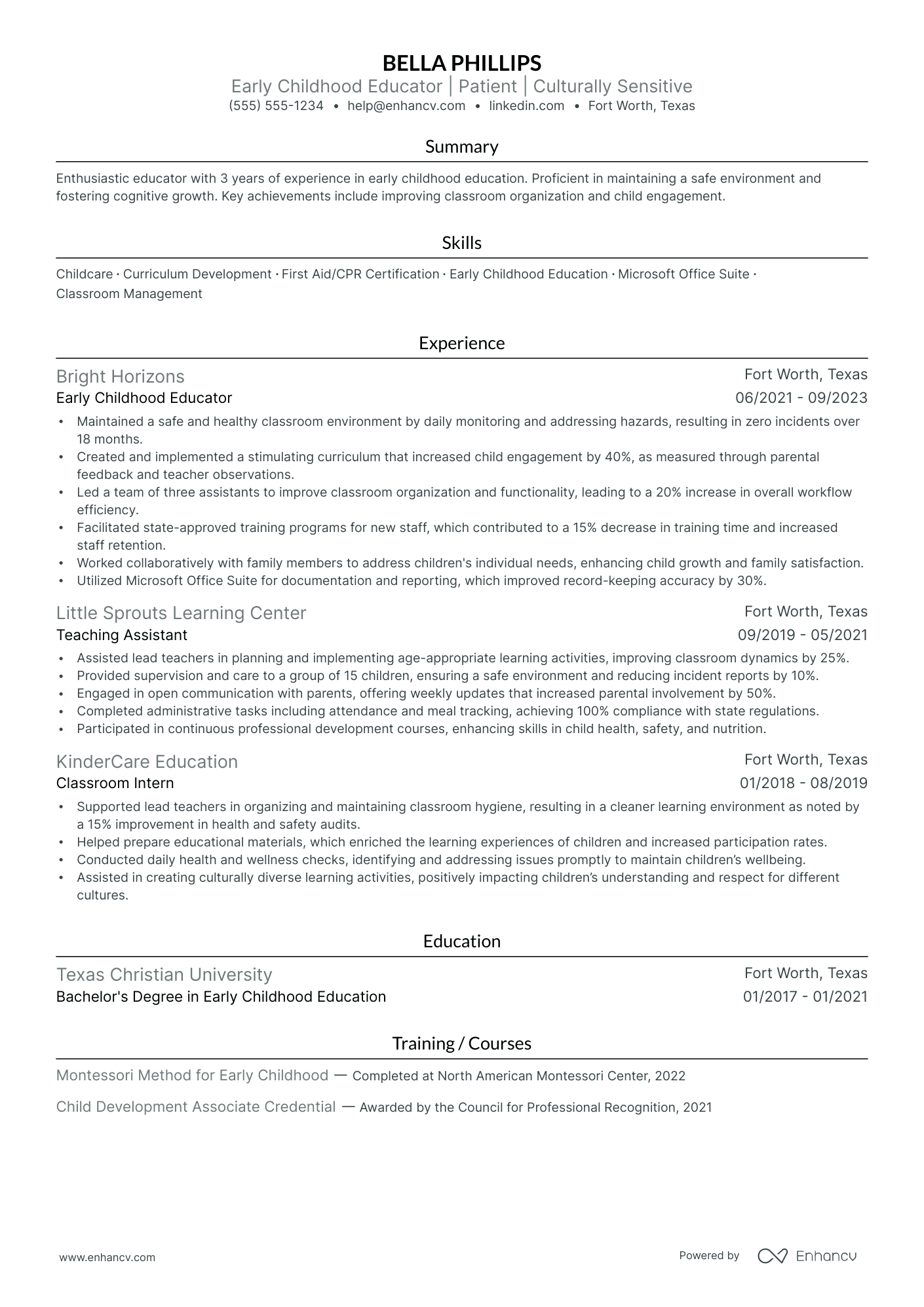 Childcare Provider resume example