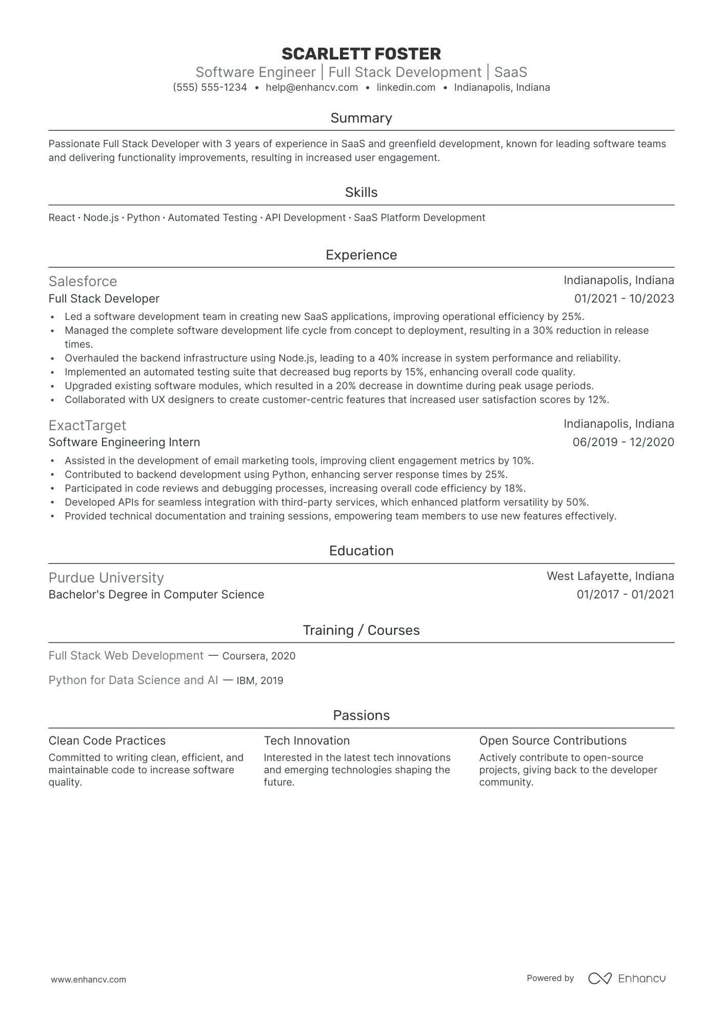 Full-Stack Software Engineer resume example