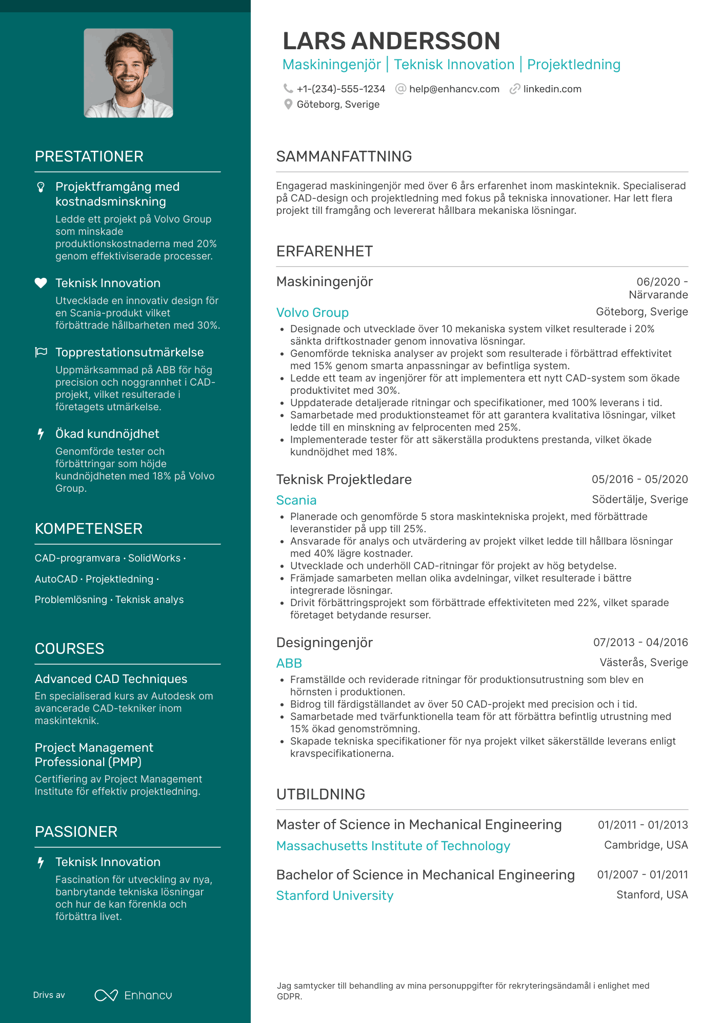 Maskiningenjör CV