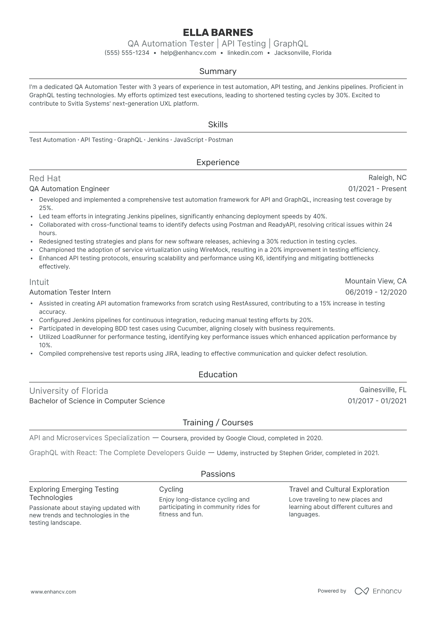 Senior Automation Tester resume example