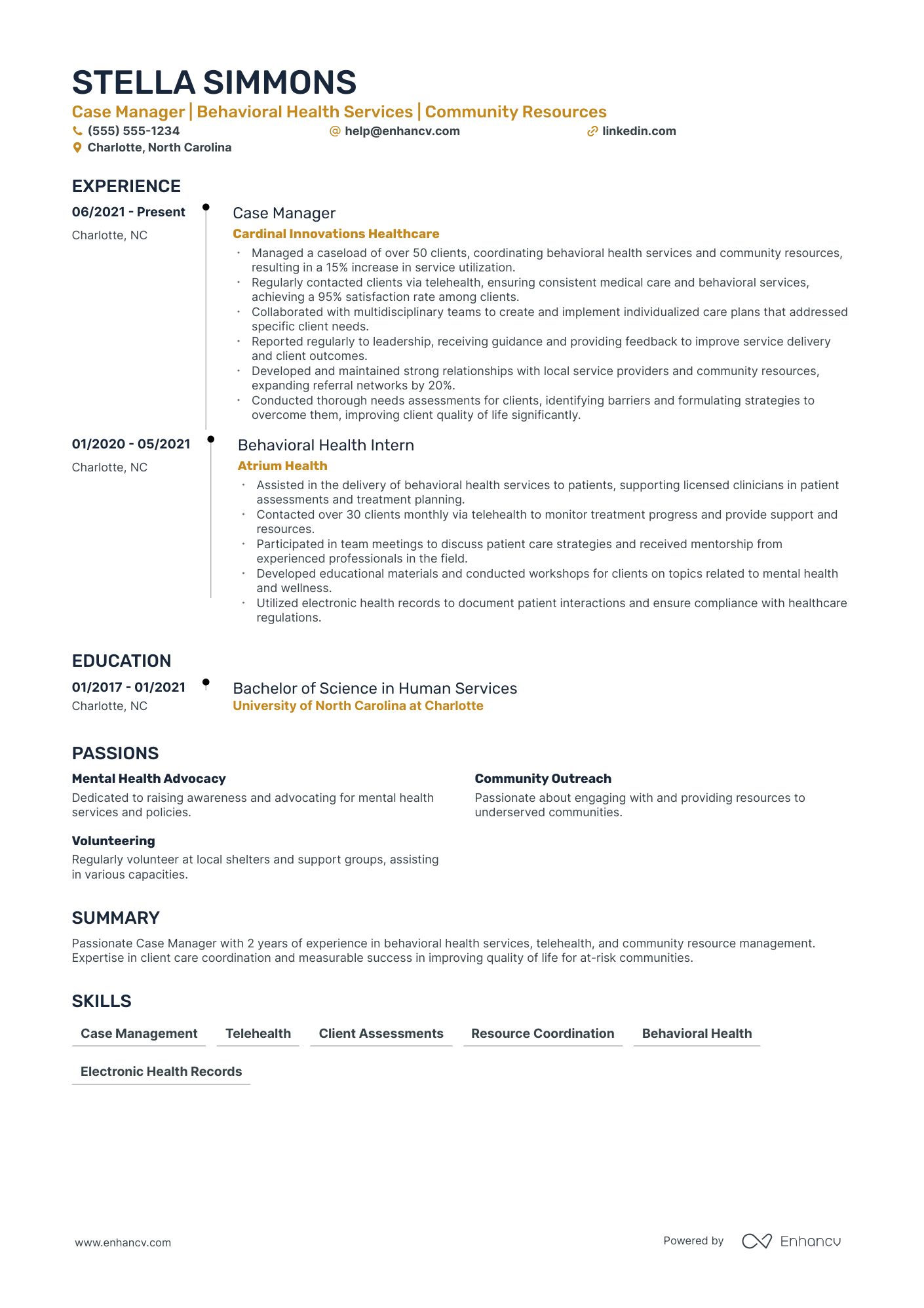 Substance Abuse Case Manager resume example