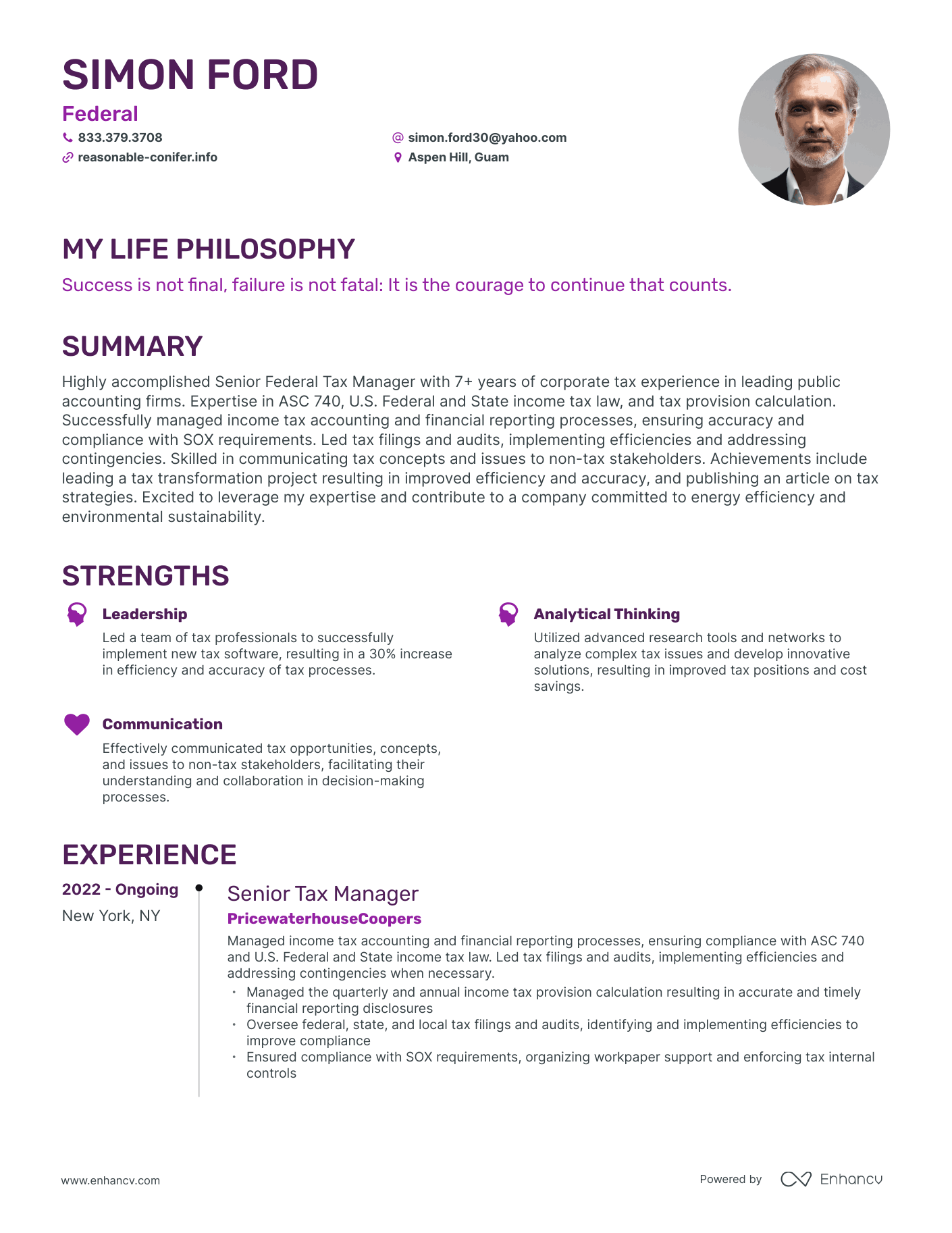 Creative Federal Resume Example