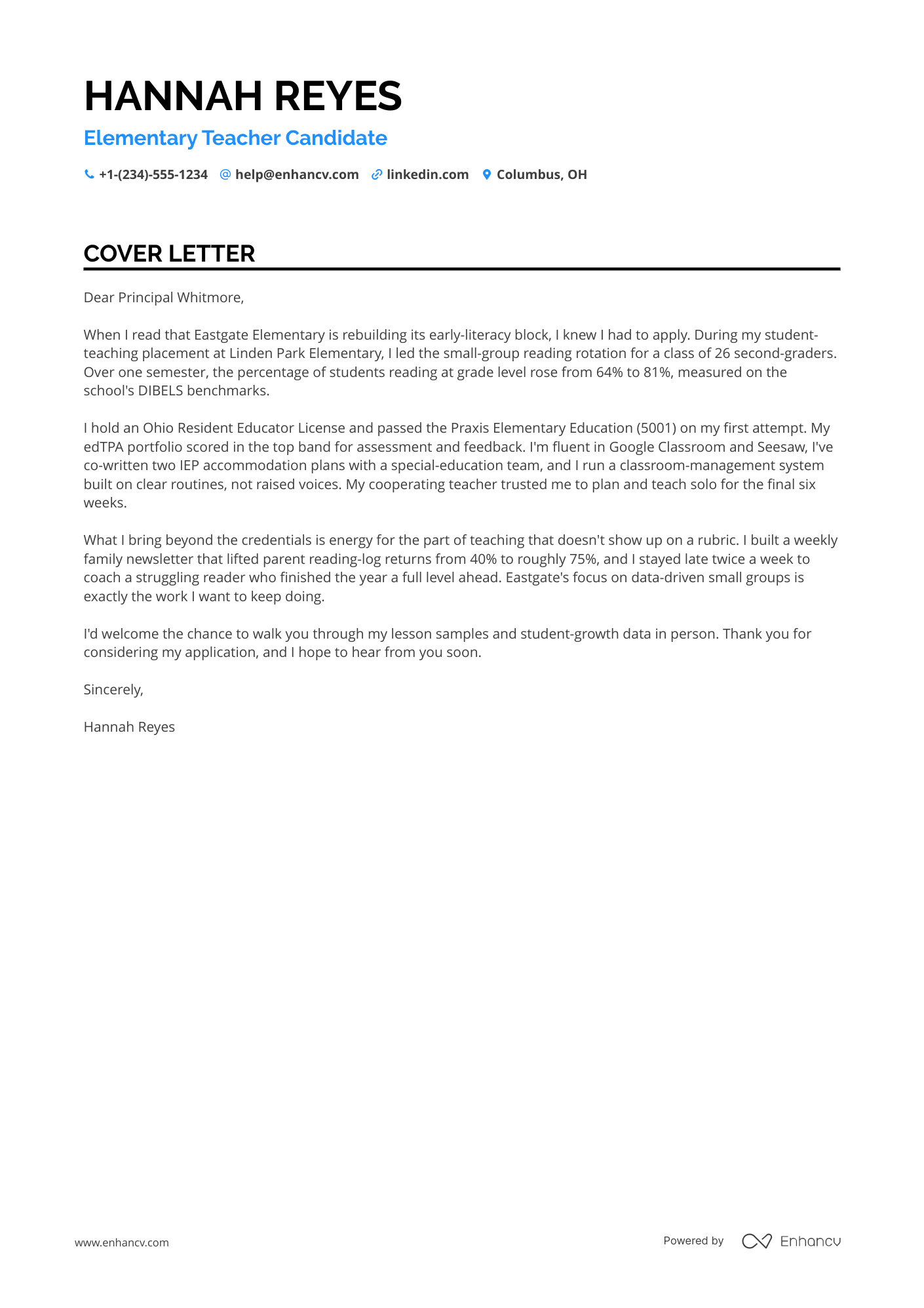 New Teacher cover letter