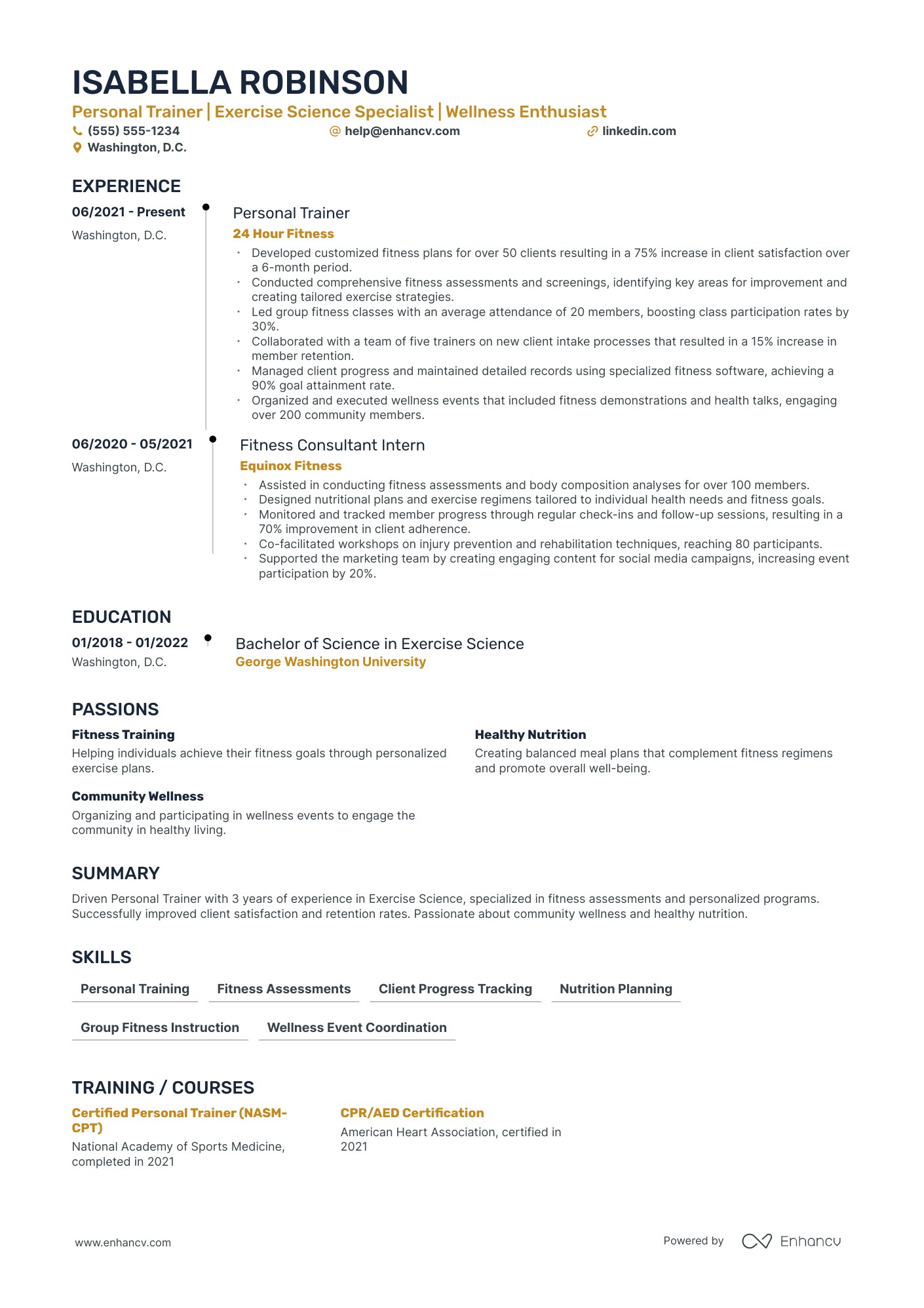 Wellness Personal Trainer Resume Example Resume Example