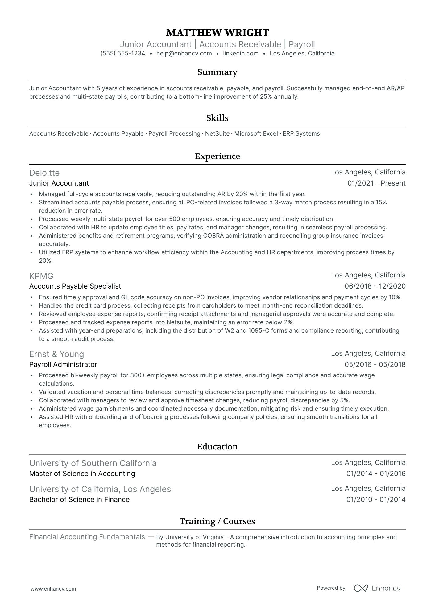 Junior Payroll Specialist Resume Example Resume Example