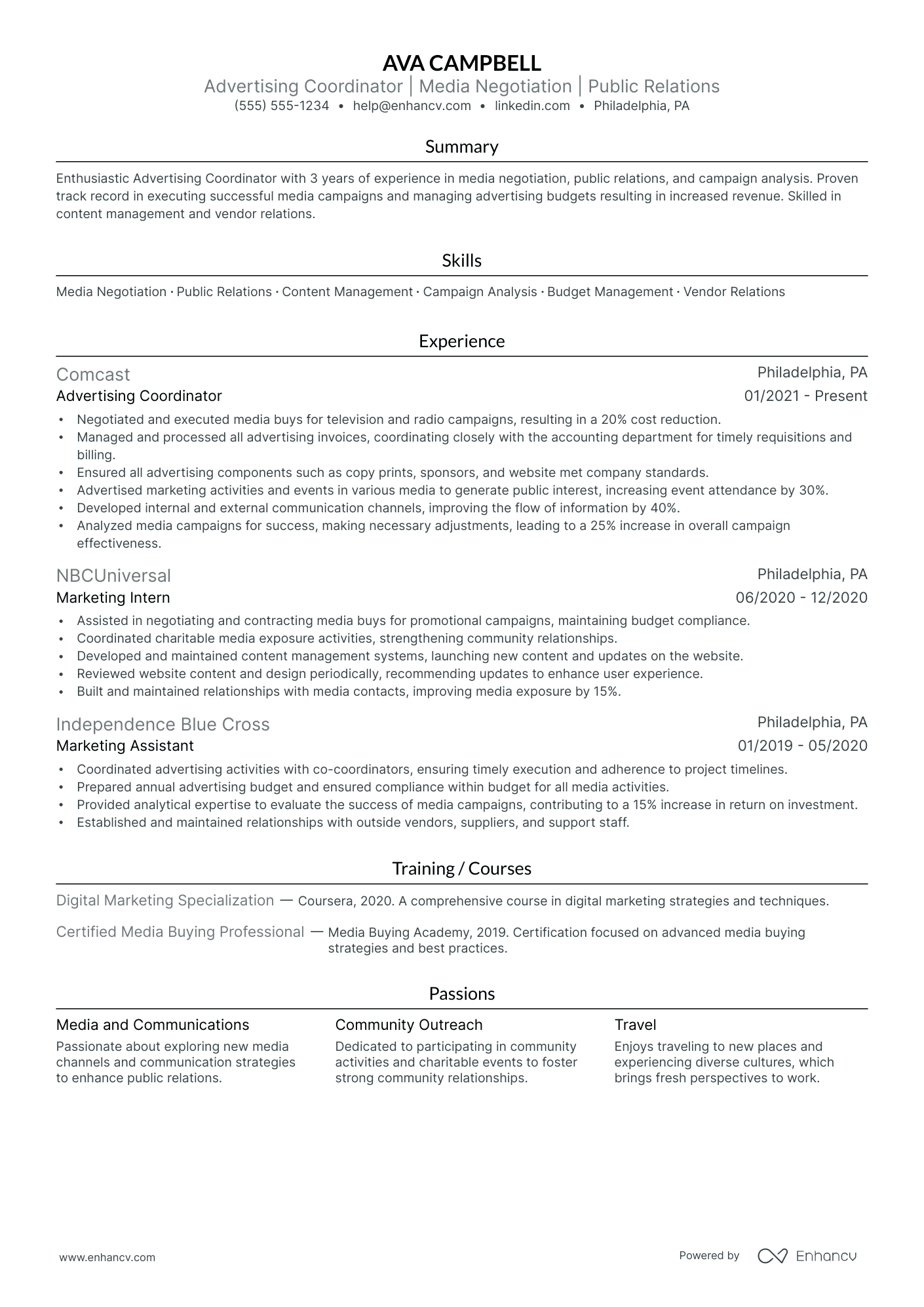 Advertising Coordinator Resume Example Resume Example