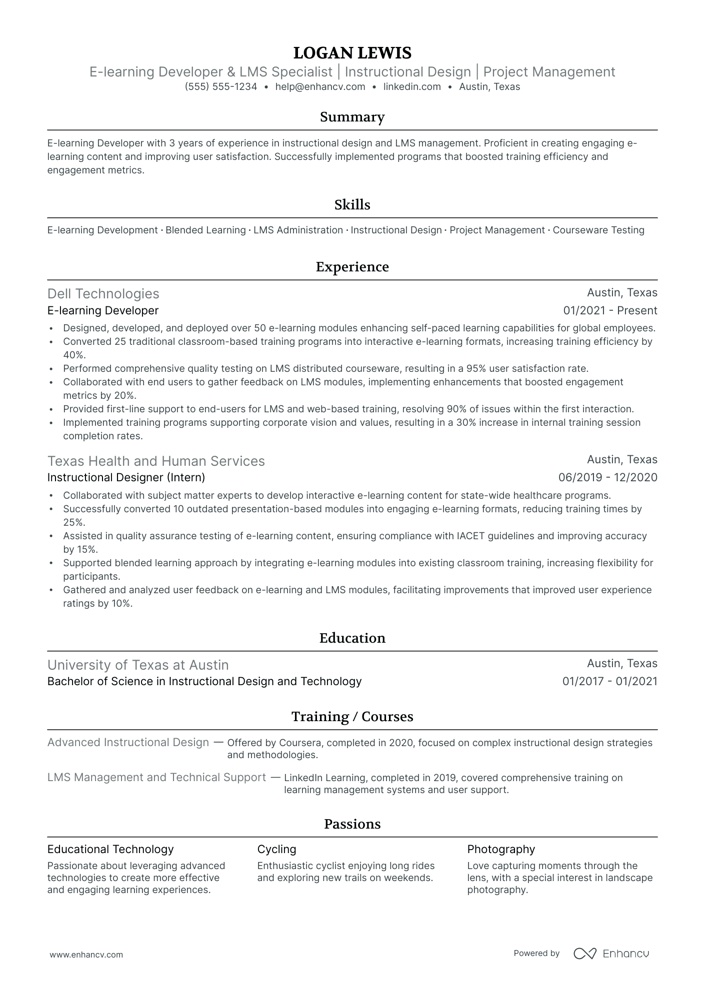 Instructional Design Specialist resume example