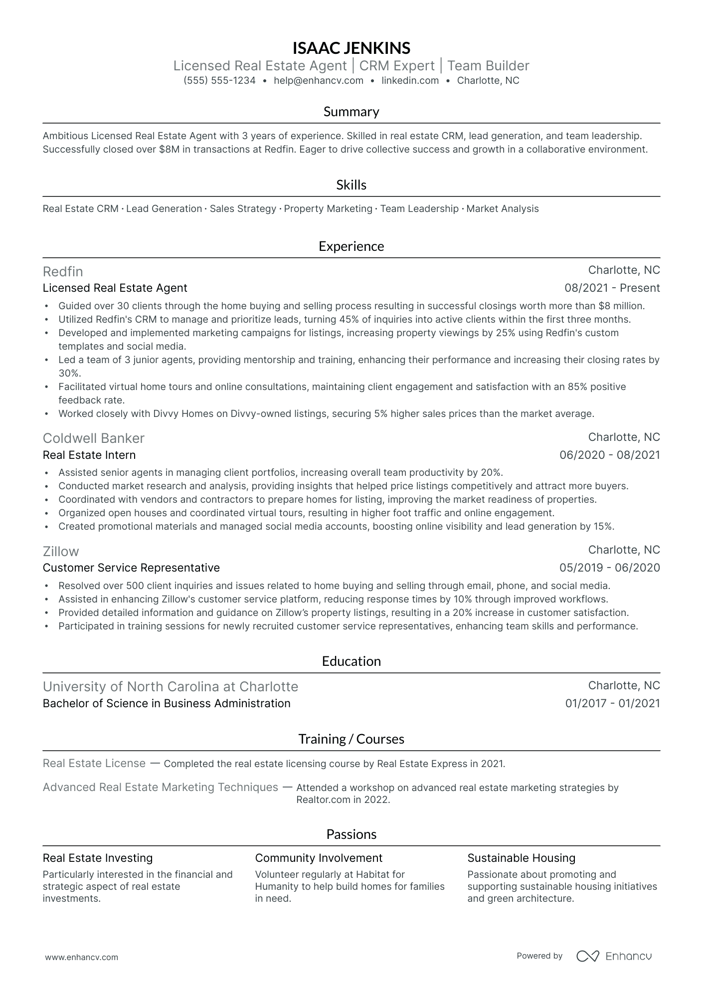 Realtor Team Leader resume example