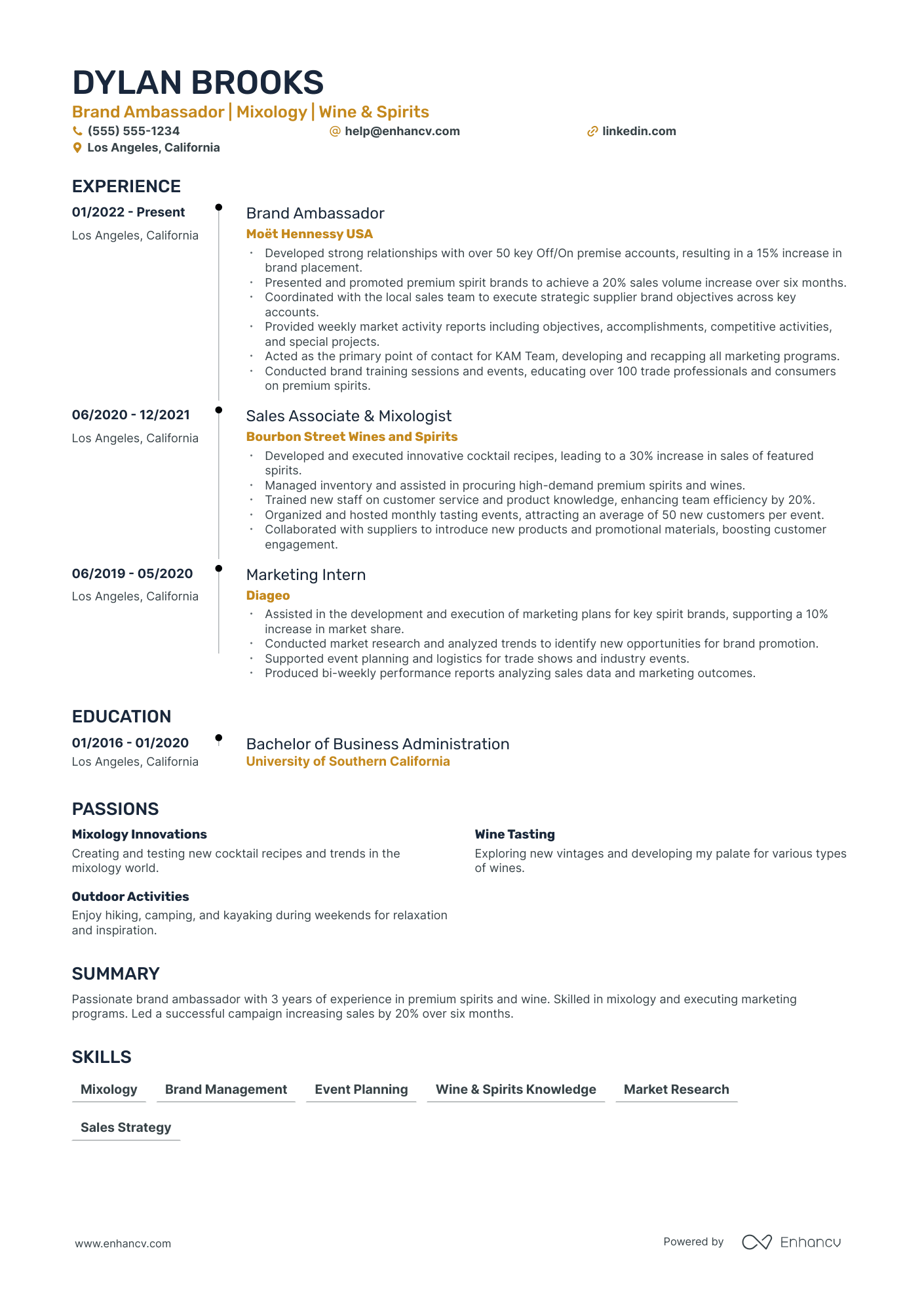 Luxury Brand Ambassador resume example