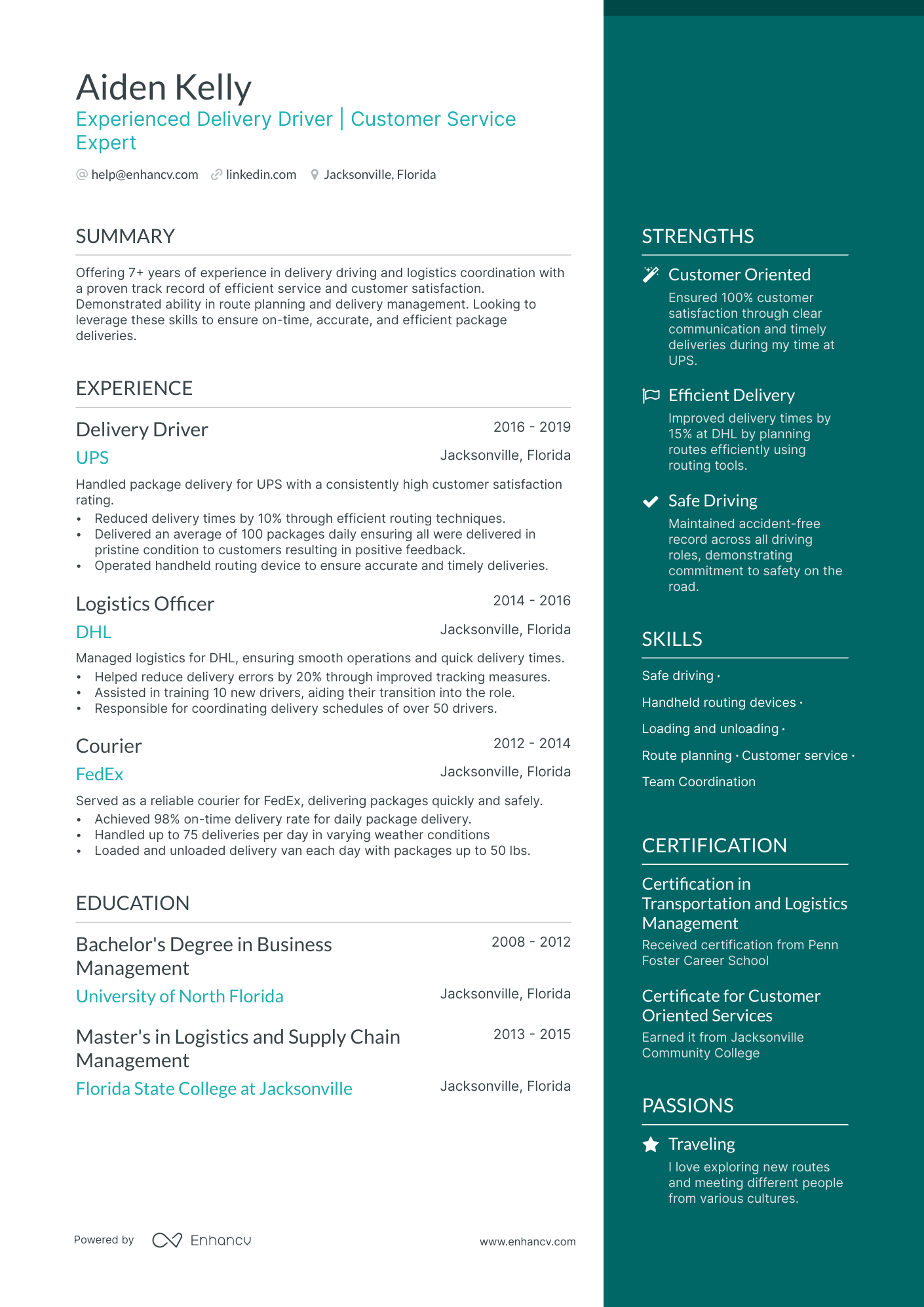 amazon delivery driver resume example