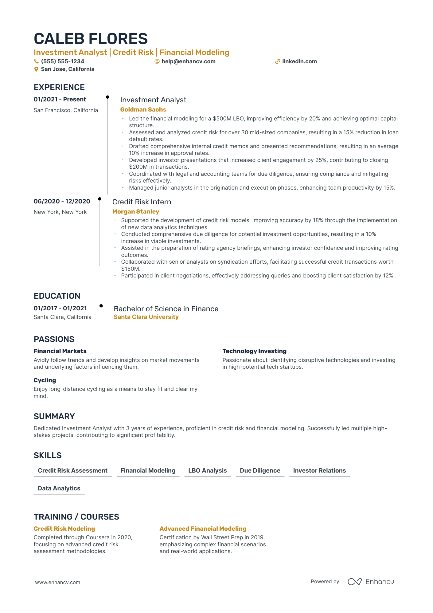 Investment Banker resume example