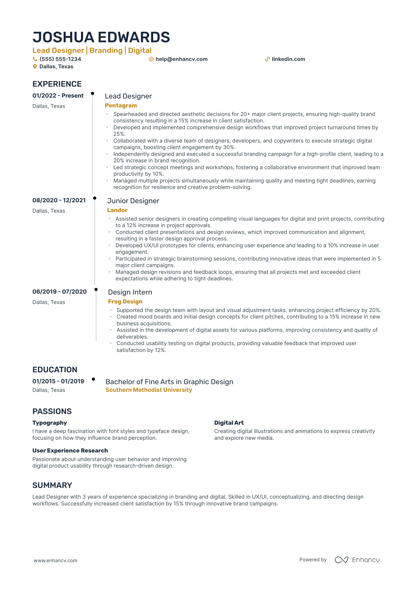 Digital Art Director resume example