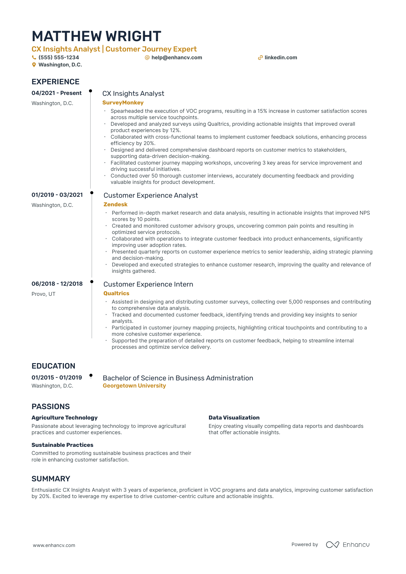 Customer Insights Analyst resume example