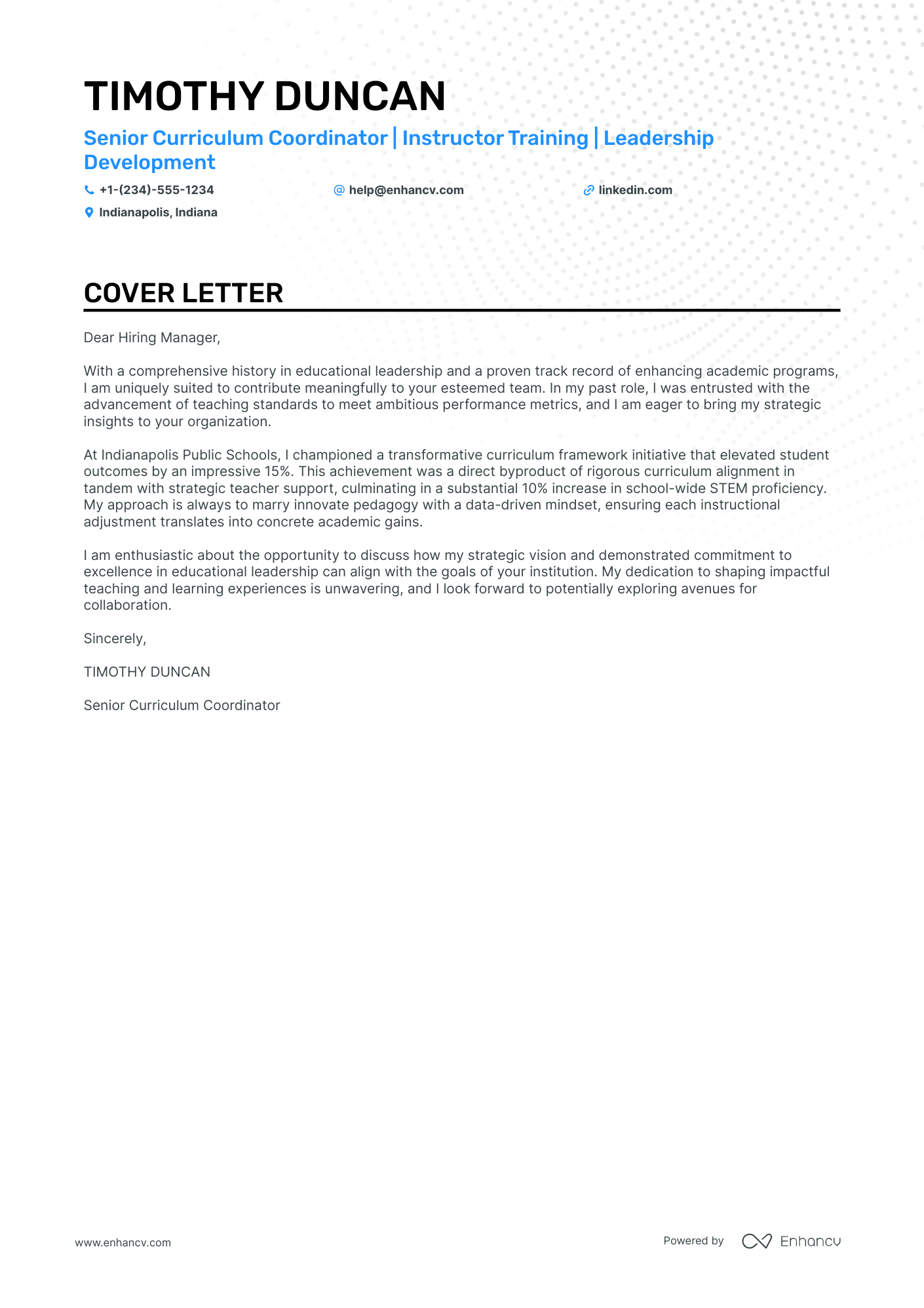 High School Academic cover letter