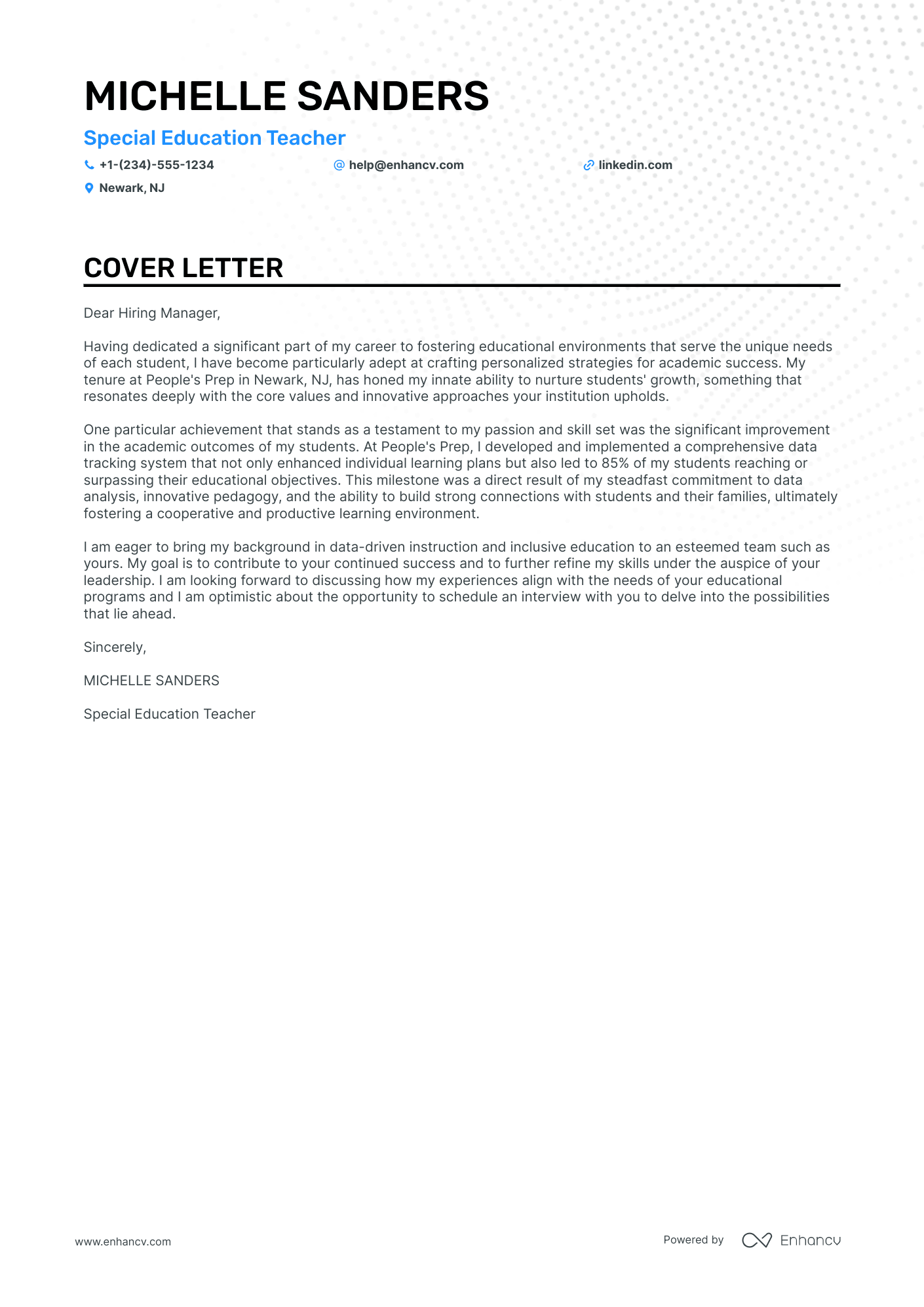 Special Education Teacher cover letter