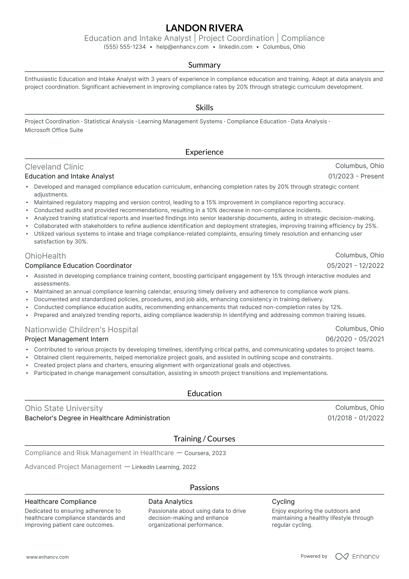 Education Analyst resume example