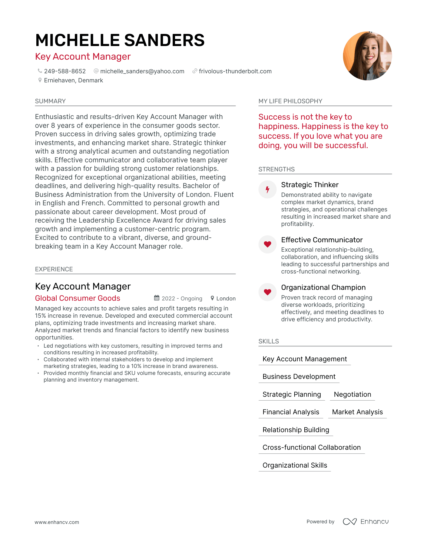 Modern Key Account Manager Resume Example