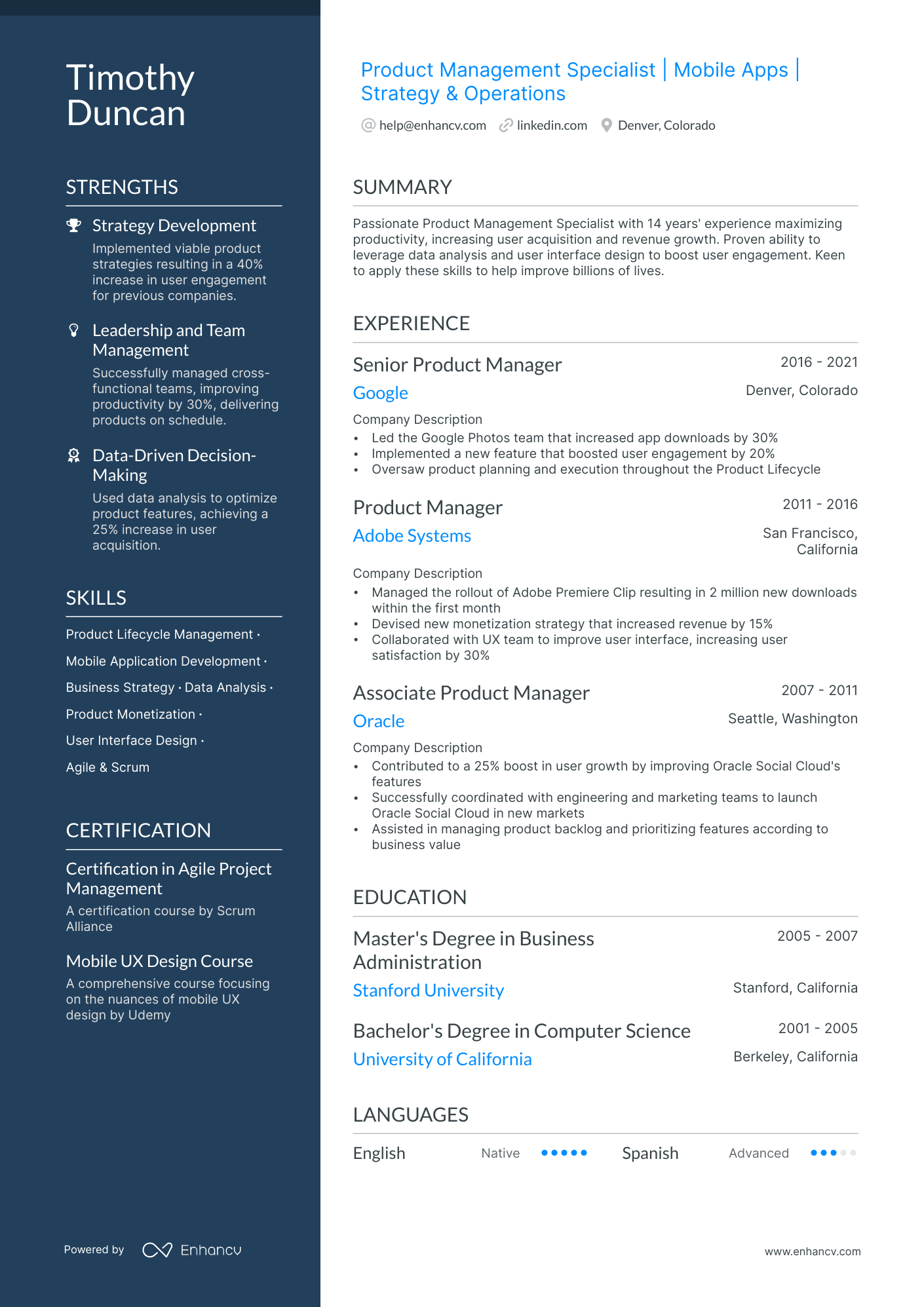 Head of Product resume example