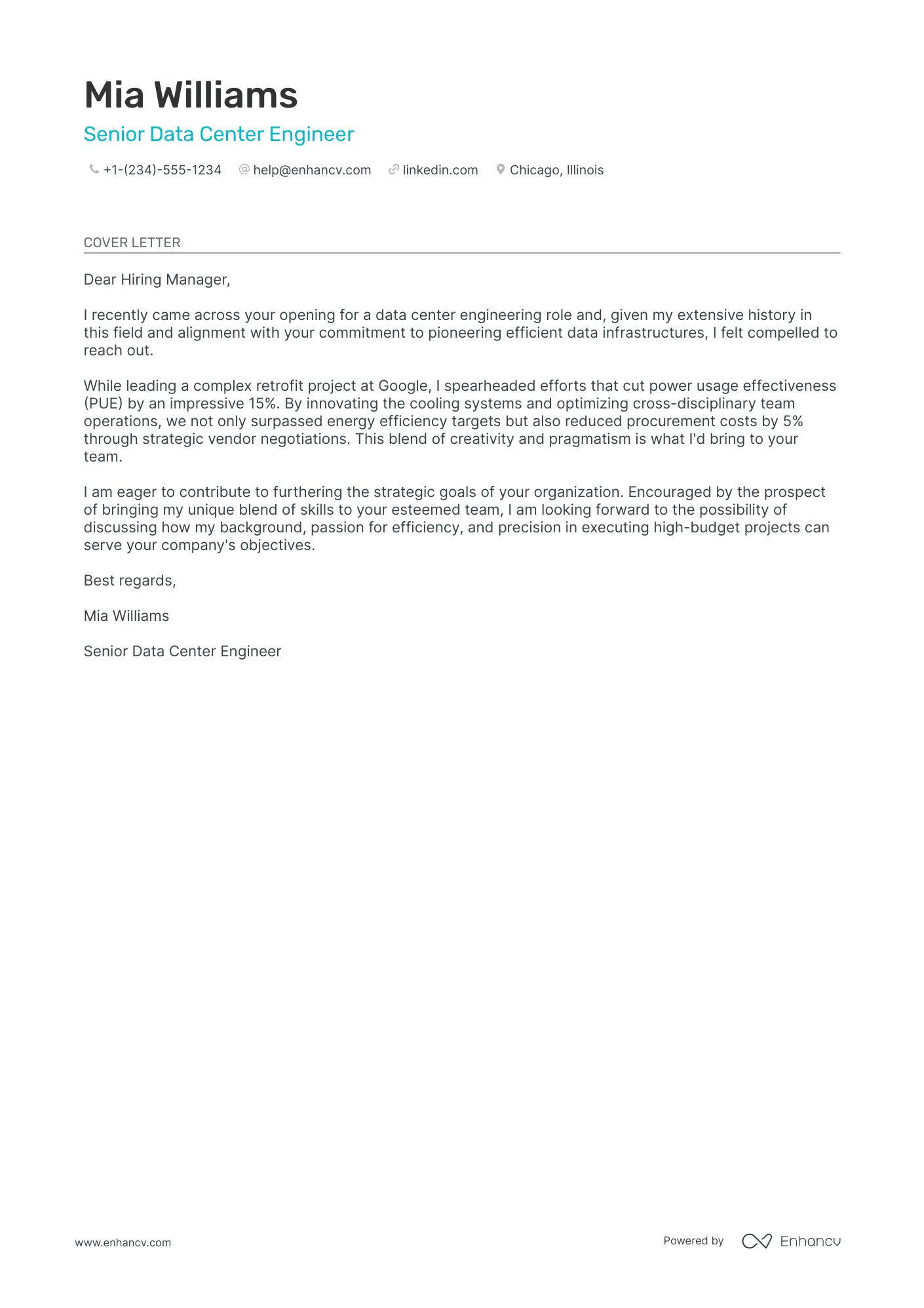 Engineering Program Manager cover letter