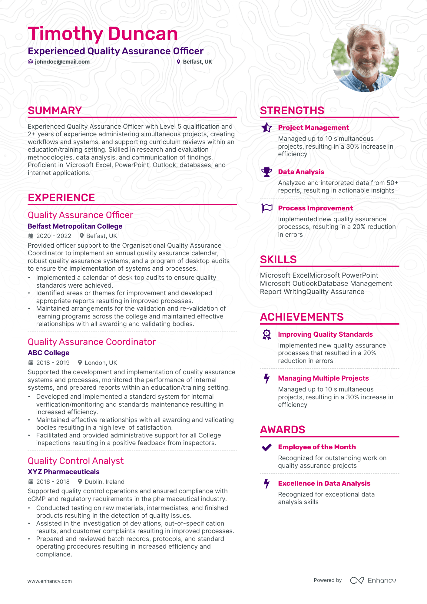 Quality Assurance Officer resume example