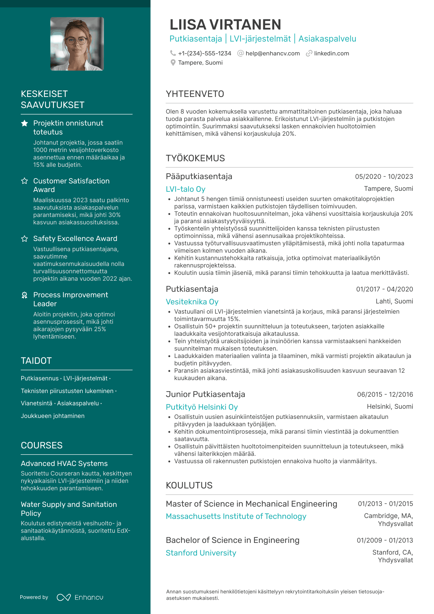 Putkiasentaja CV
