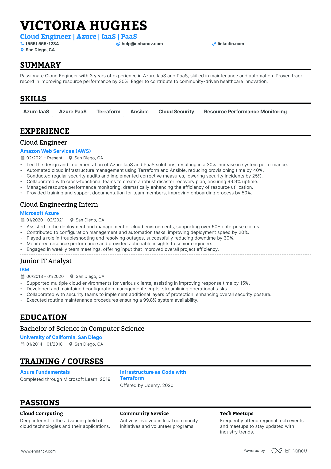 Lead Cloud Engineer resume example