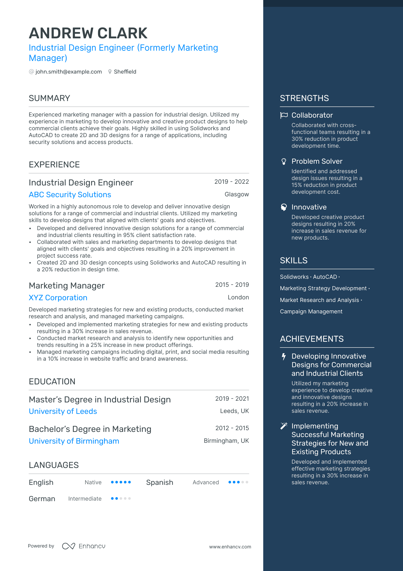 3 Industrial Design CV Examples for 2024