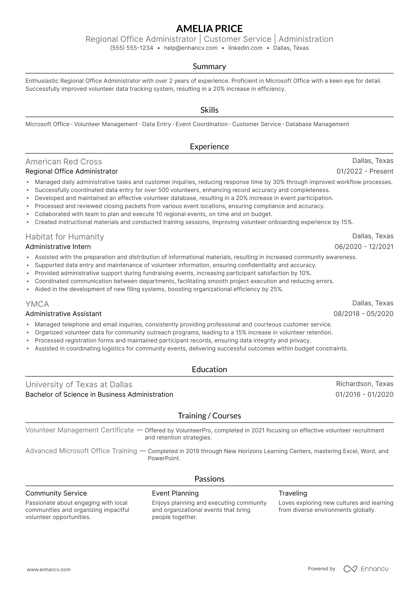 Regional Office Administrator resume example