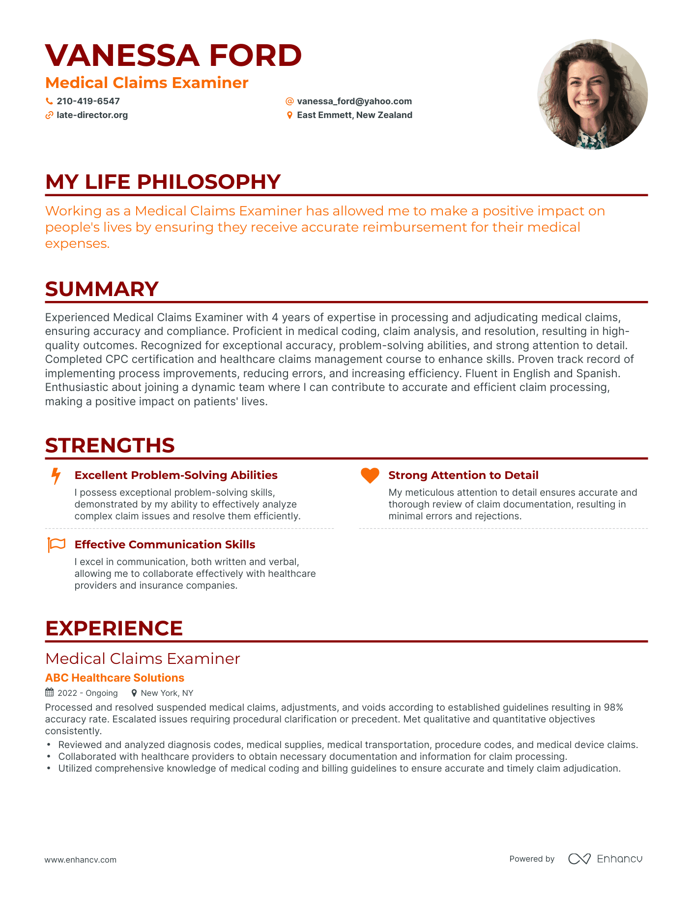 Creative Medical Claims Examiner Resume Example