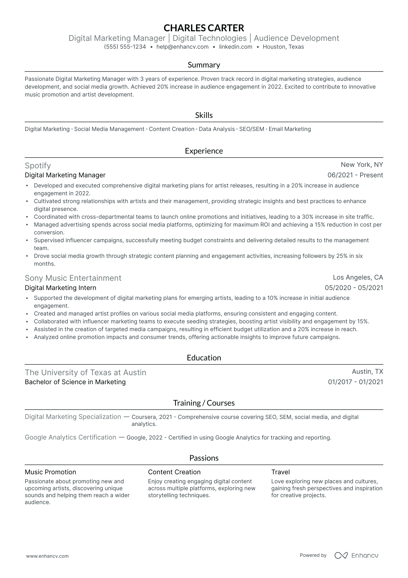 Digital Marketing Manager resume example