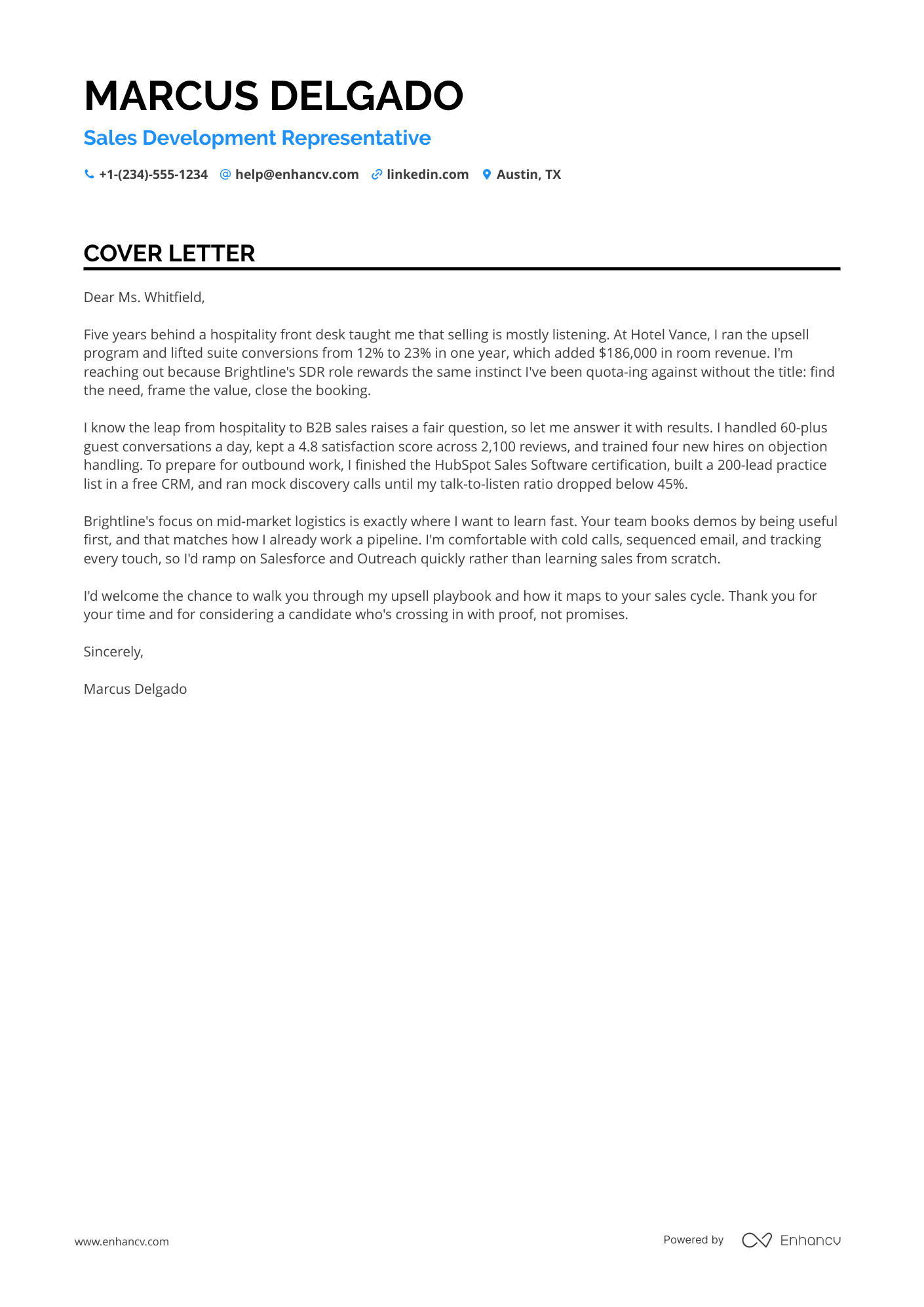 Best Sales cover letter