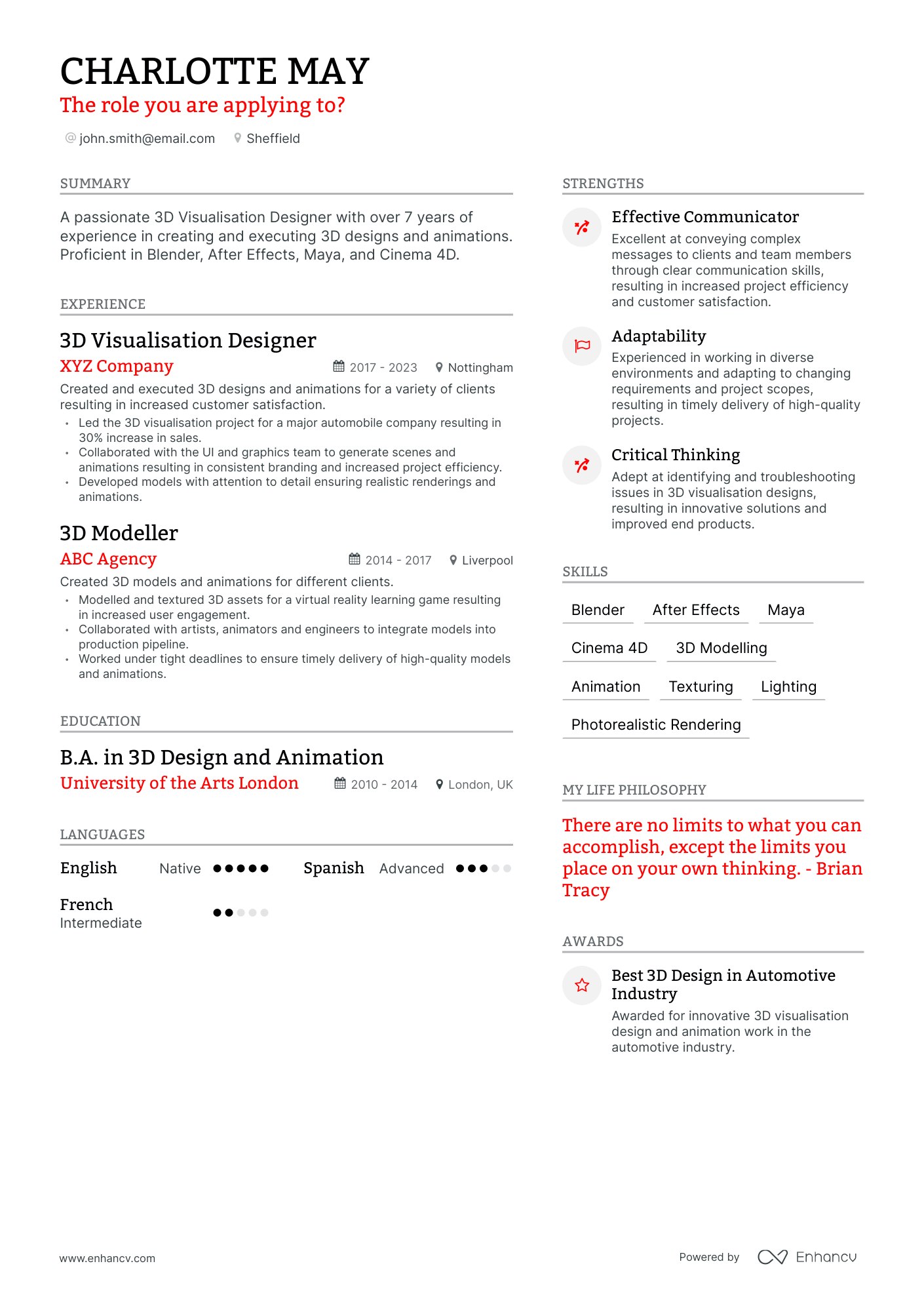 3 3d Artist CV Examples For 2023   Image 