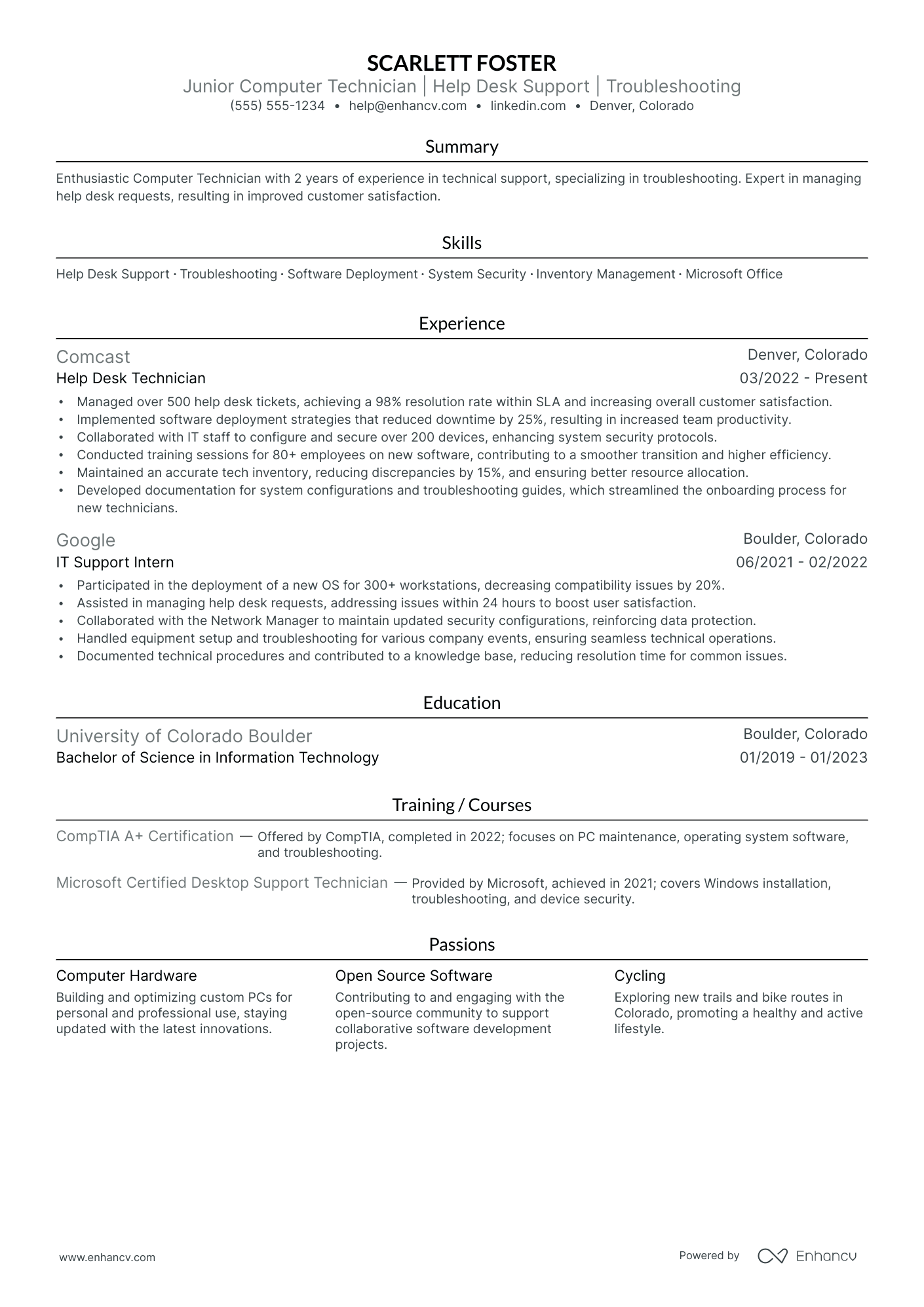 Mobile Computer Service Technician resume example