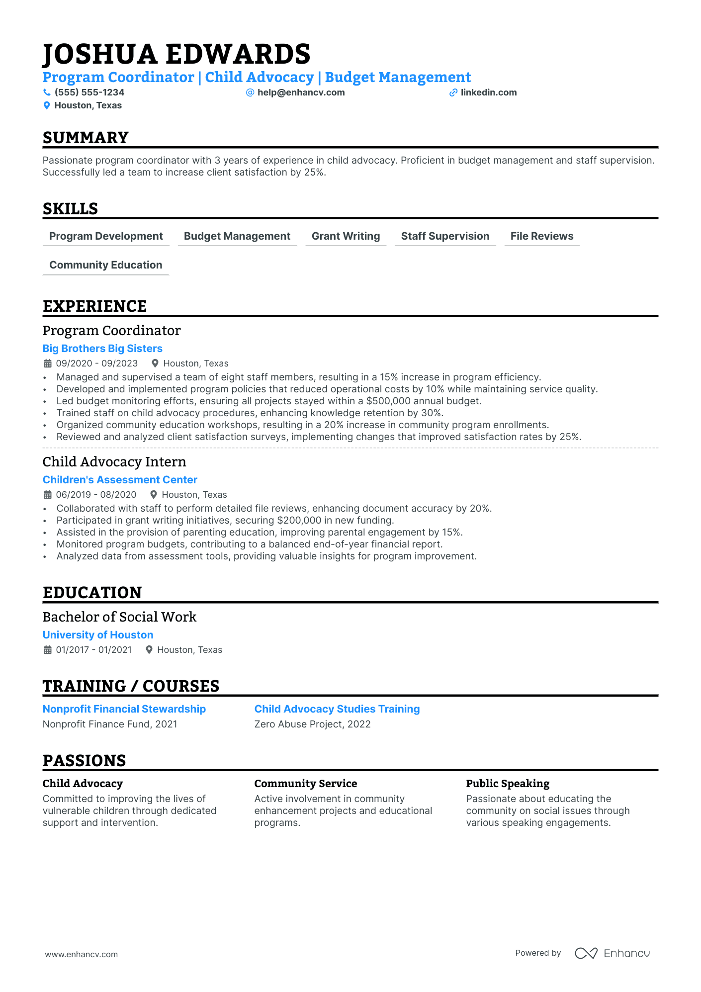 Non-Profit Program Coordinator Resume Example Resume Example