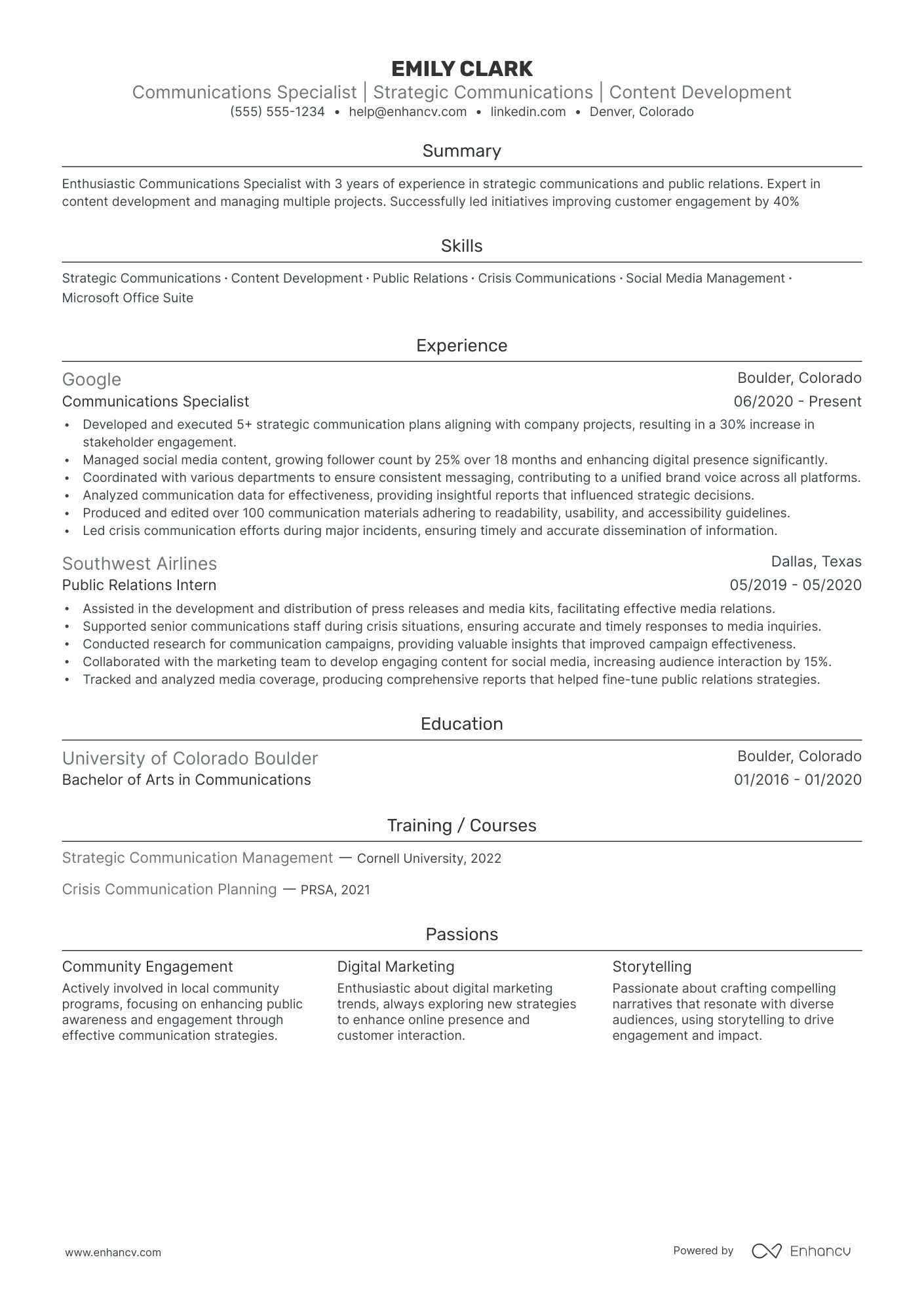 Communications Consultant resume example