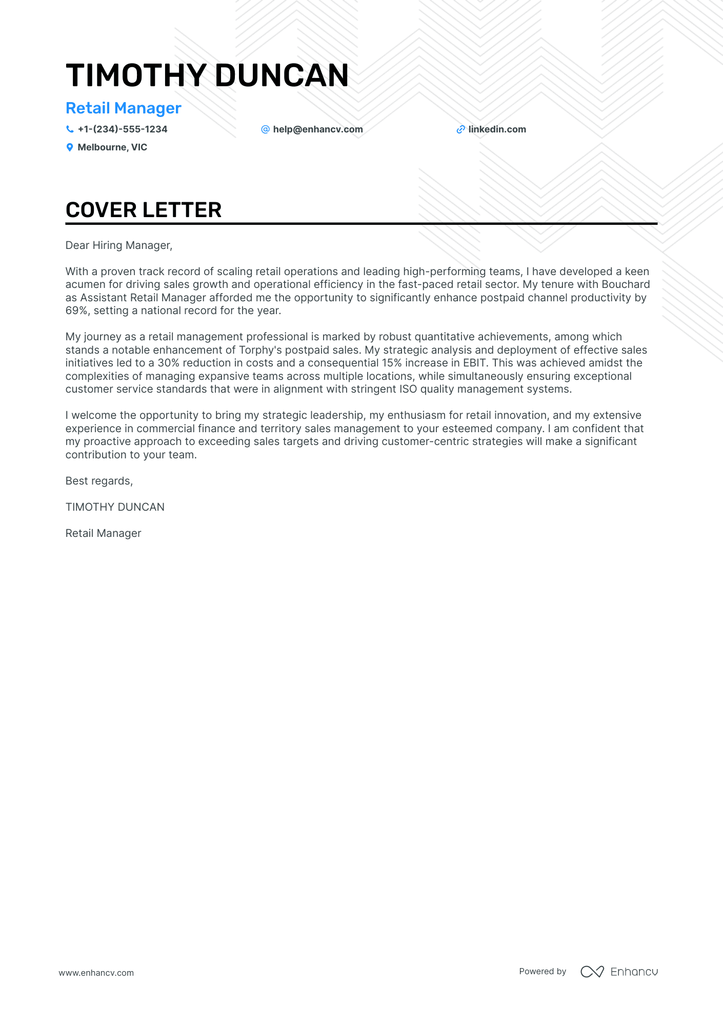 Assistant Manager cover letter