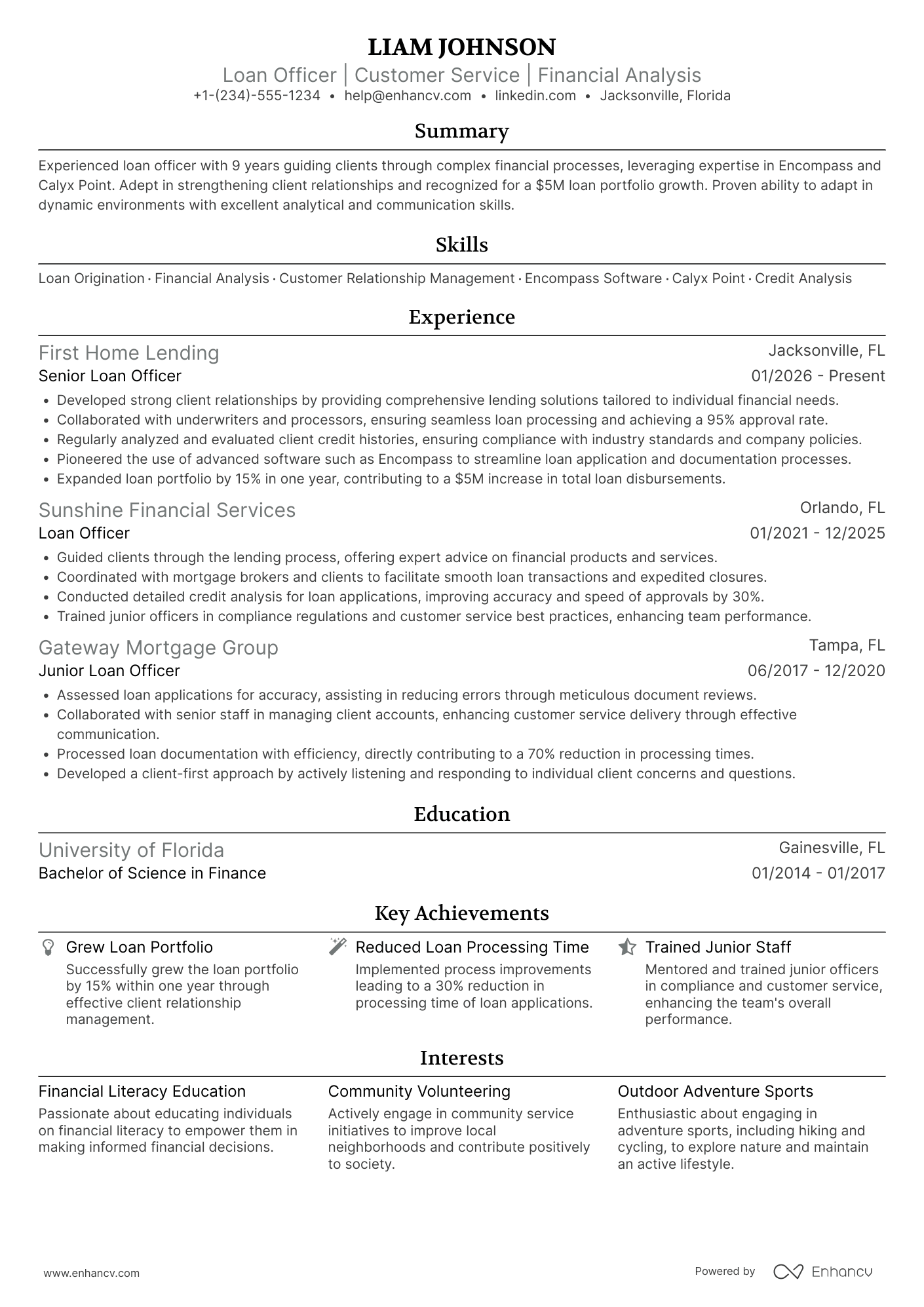 Loan Officer resume example