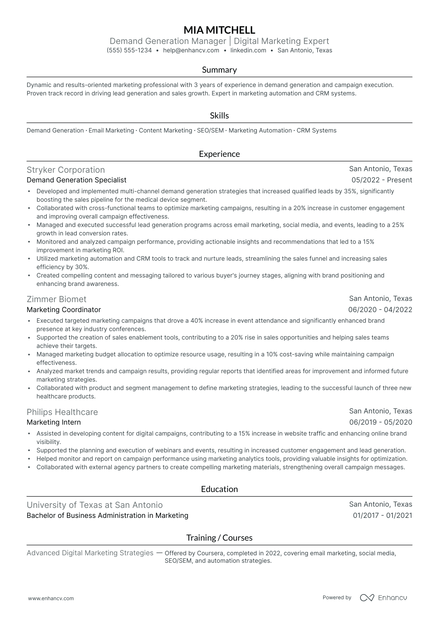 Demand Generation Manager resume example