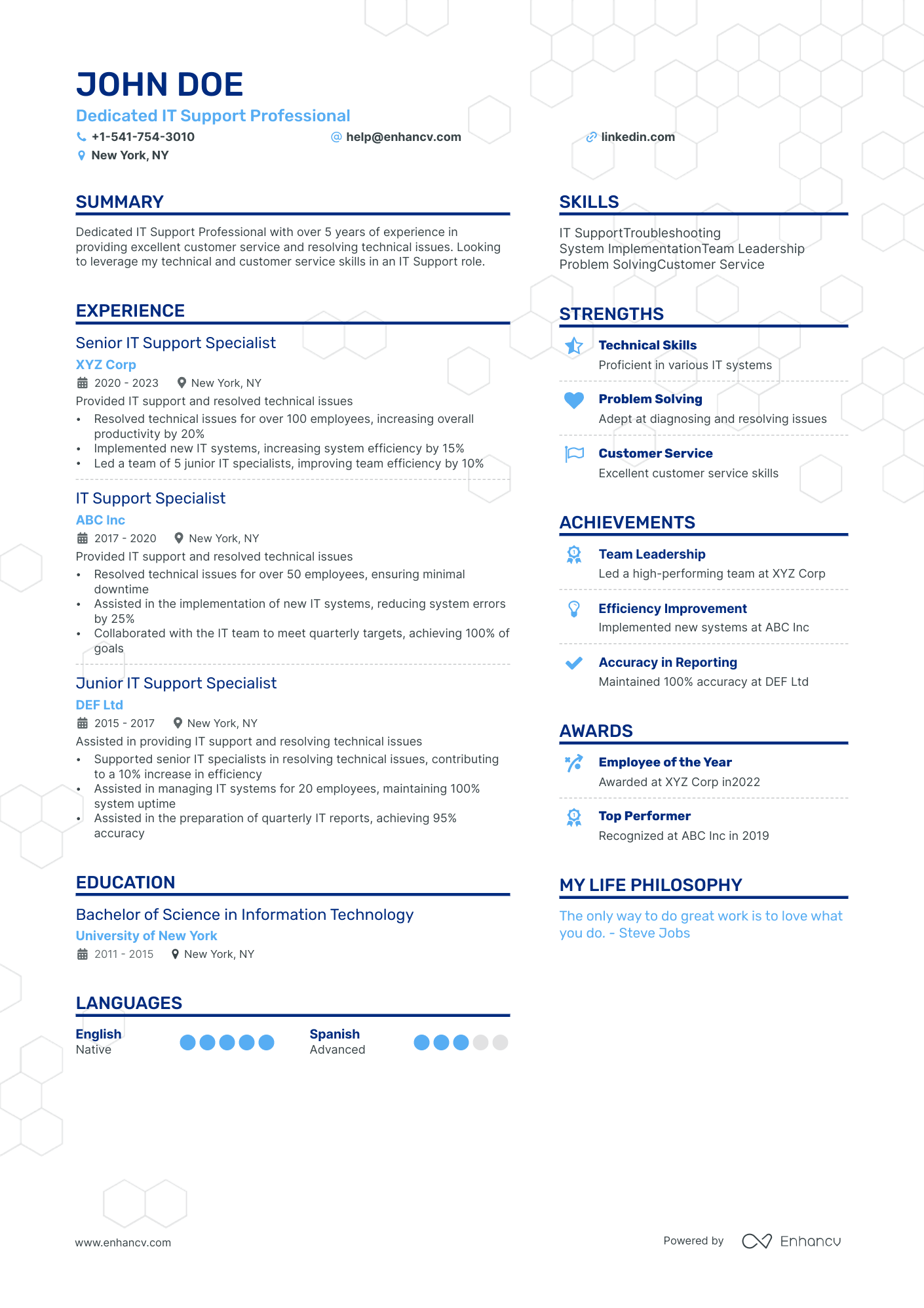 Help Desk resume example