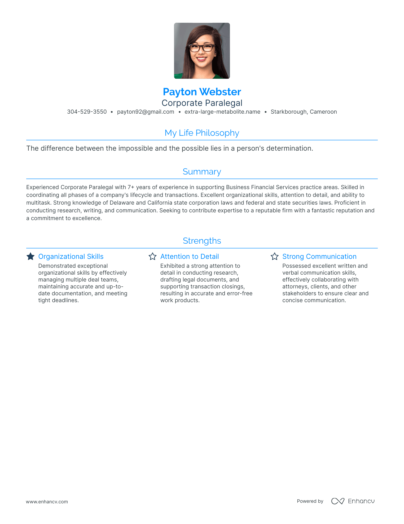 Modern Corporate Paralegal Resume Example