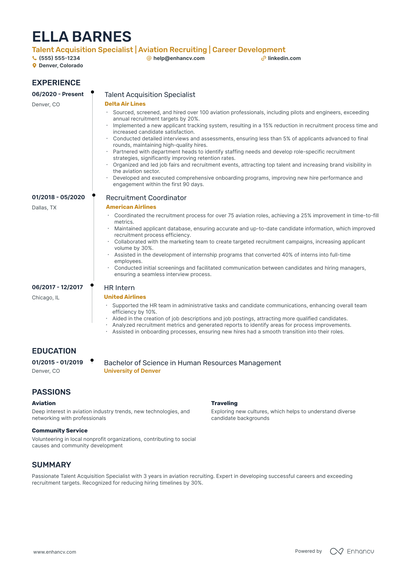 Director of Talent Acquisition Management resume example