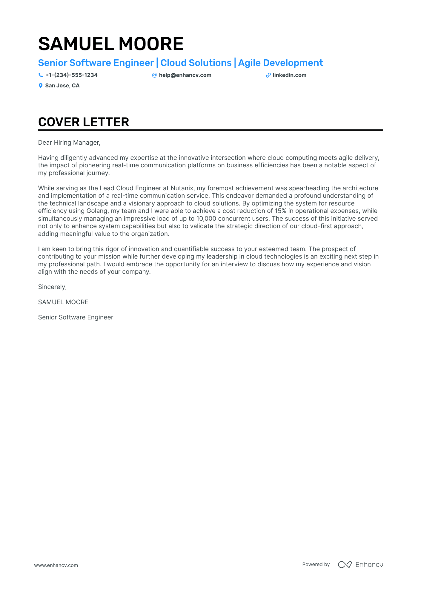 Golang Developer cover letter