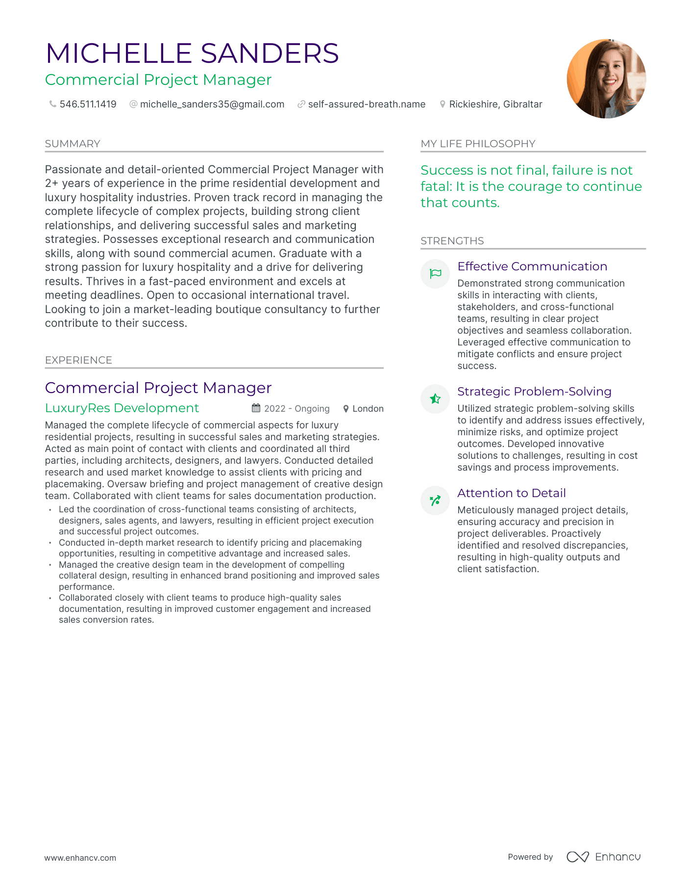 Commercial Project Manager resume example