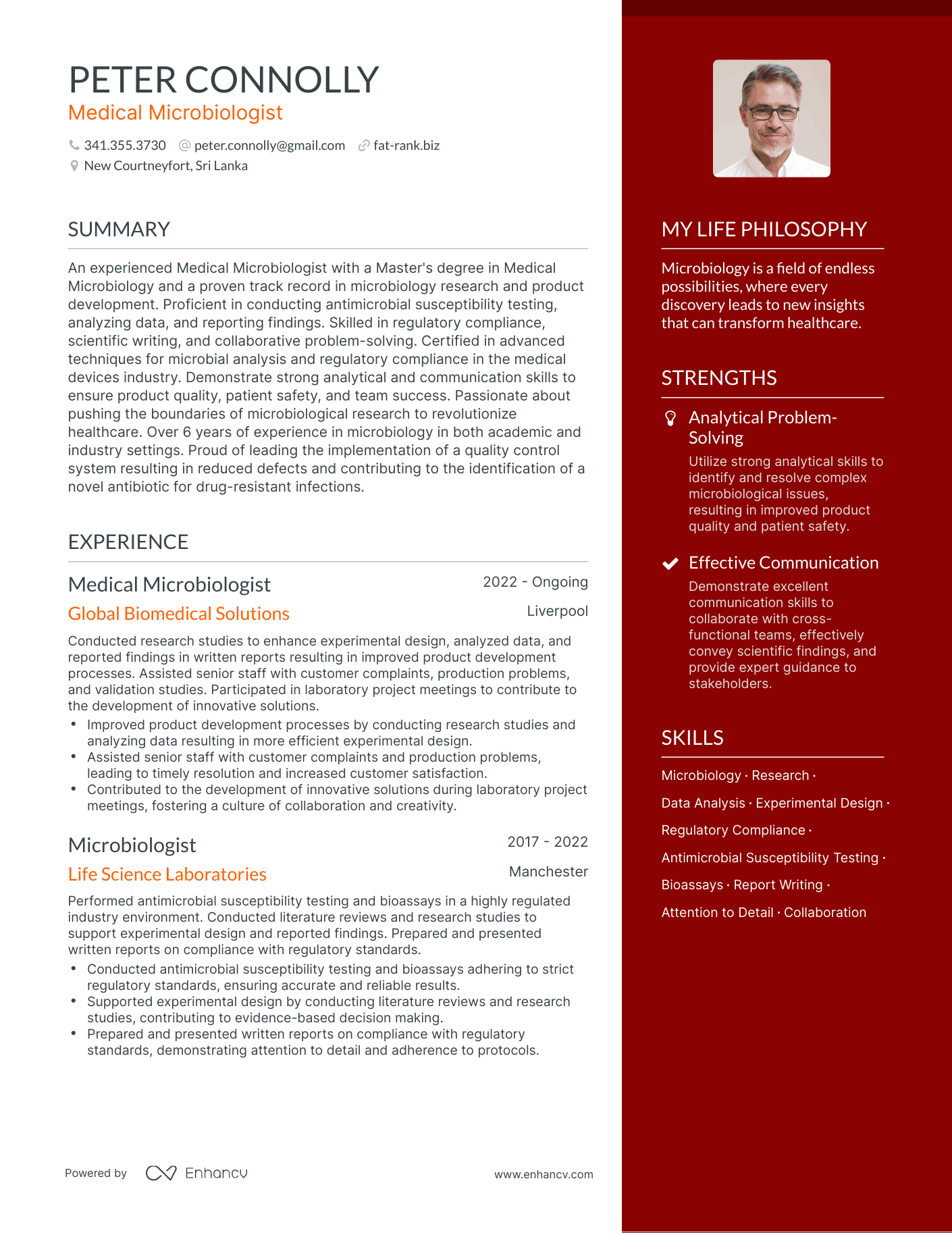Medical Microbiologist resume example